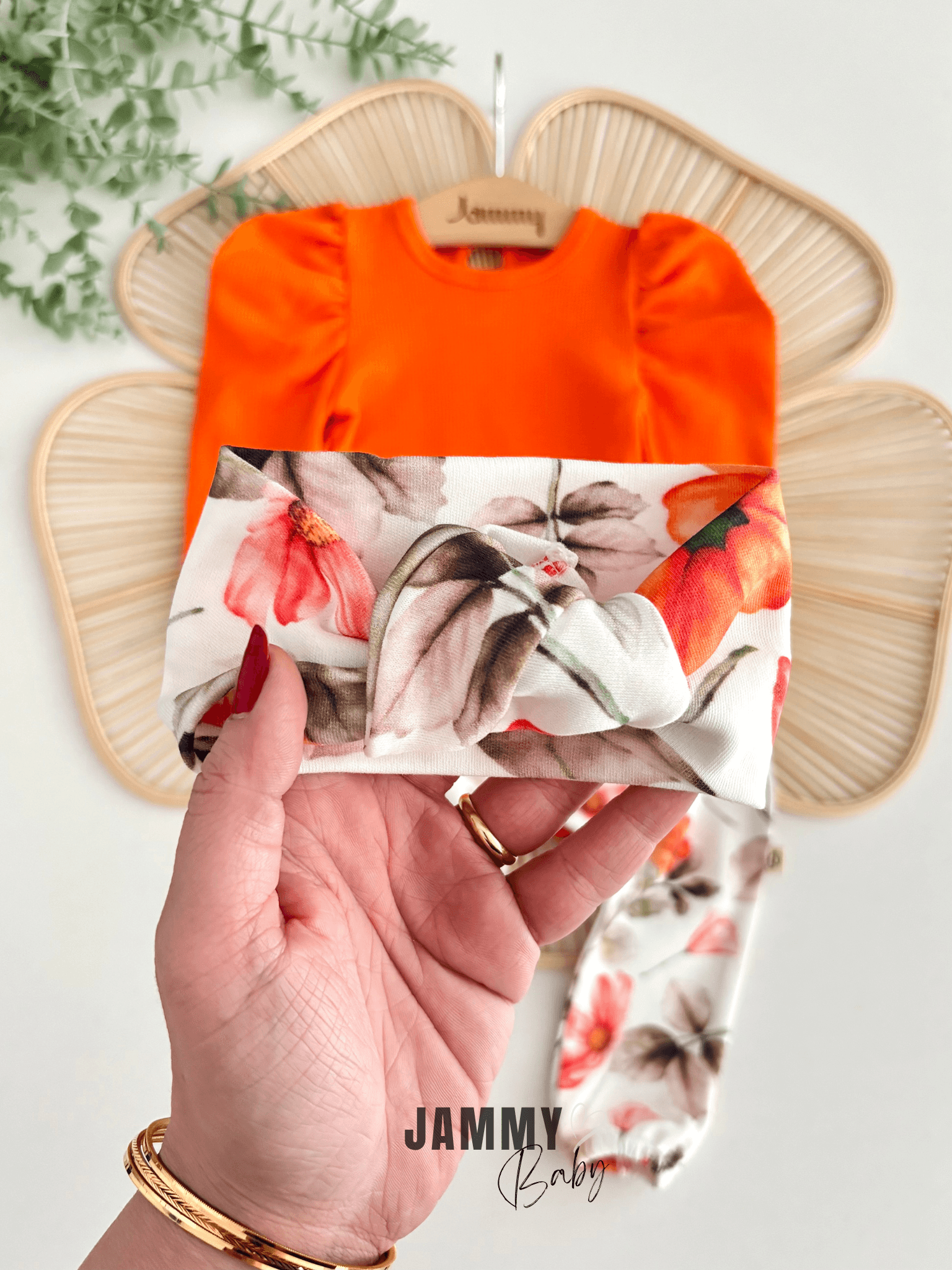 Juana Floral Design Balon Kol Takım-TURUNCU