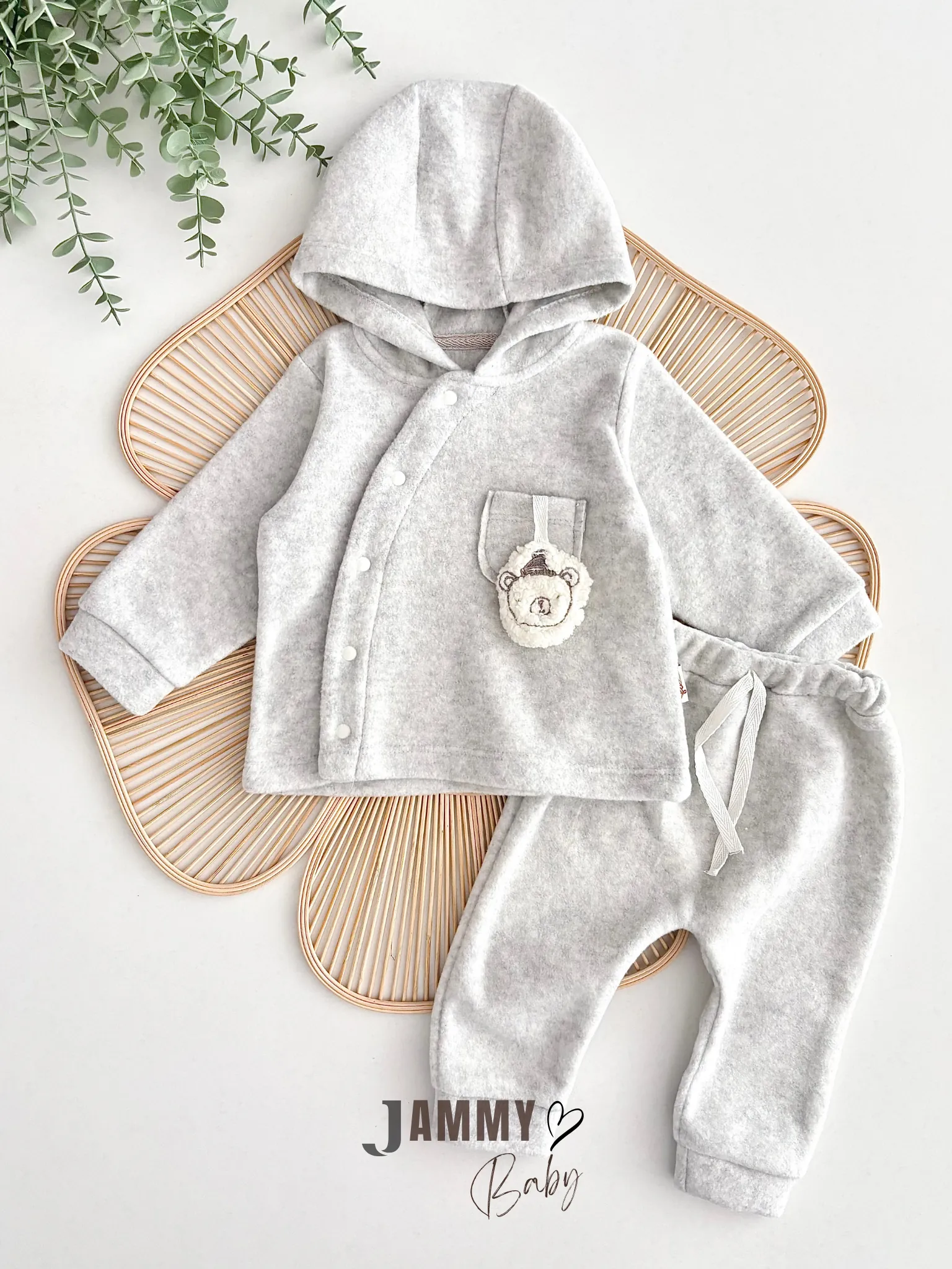 Zoya Ayıcık Aksesuarlı Polar Takım -GRİ