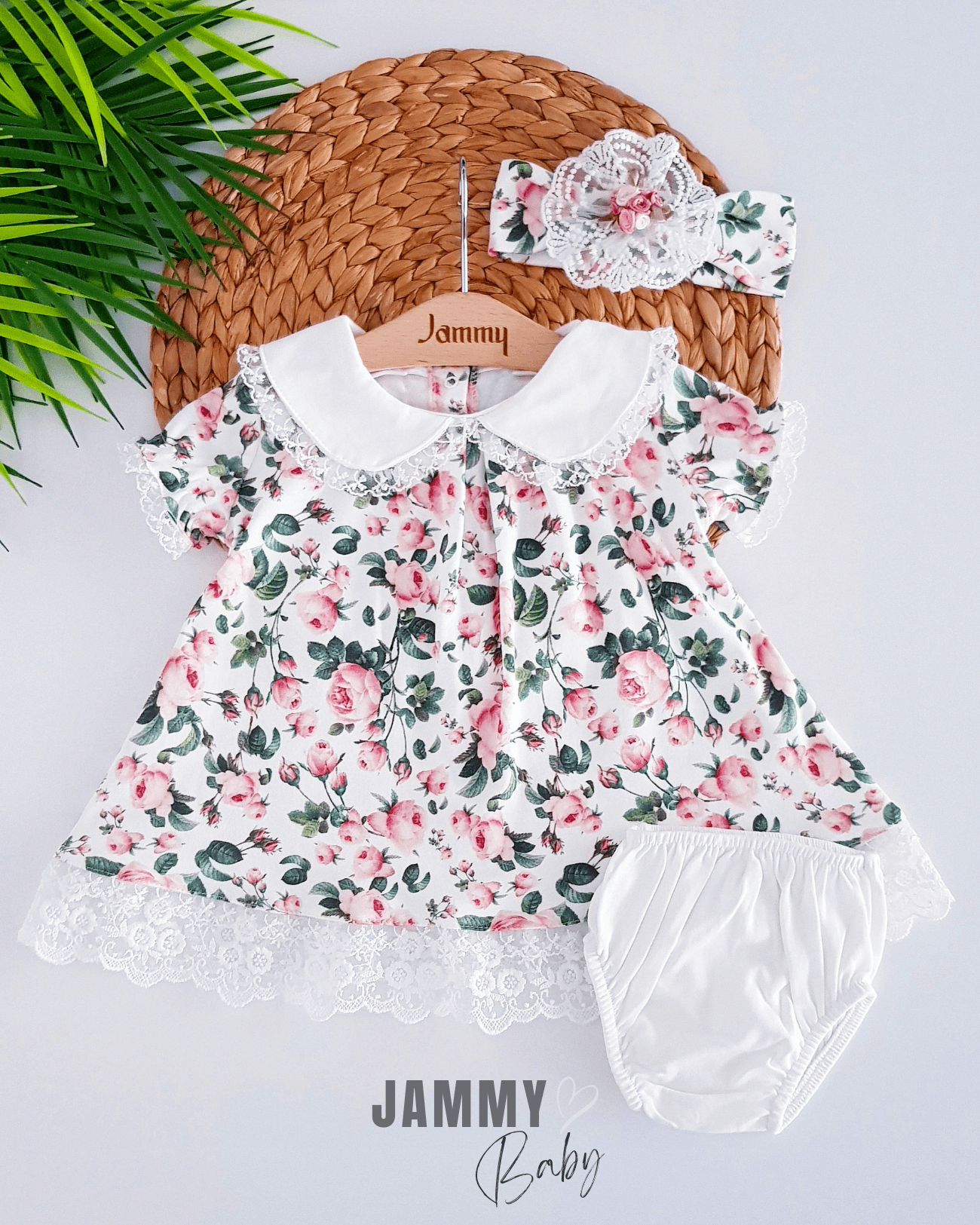 Rose Baskılı Bandanalı Külotlu Elbise Set-RENKLİ