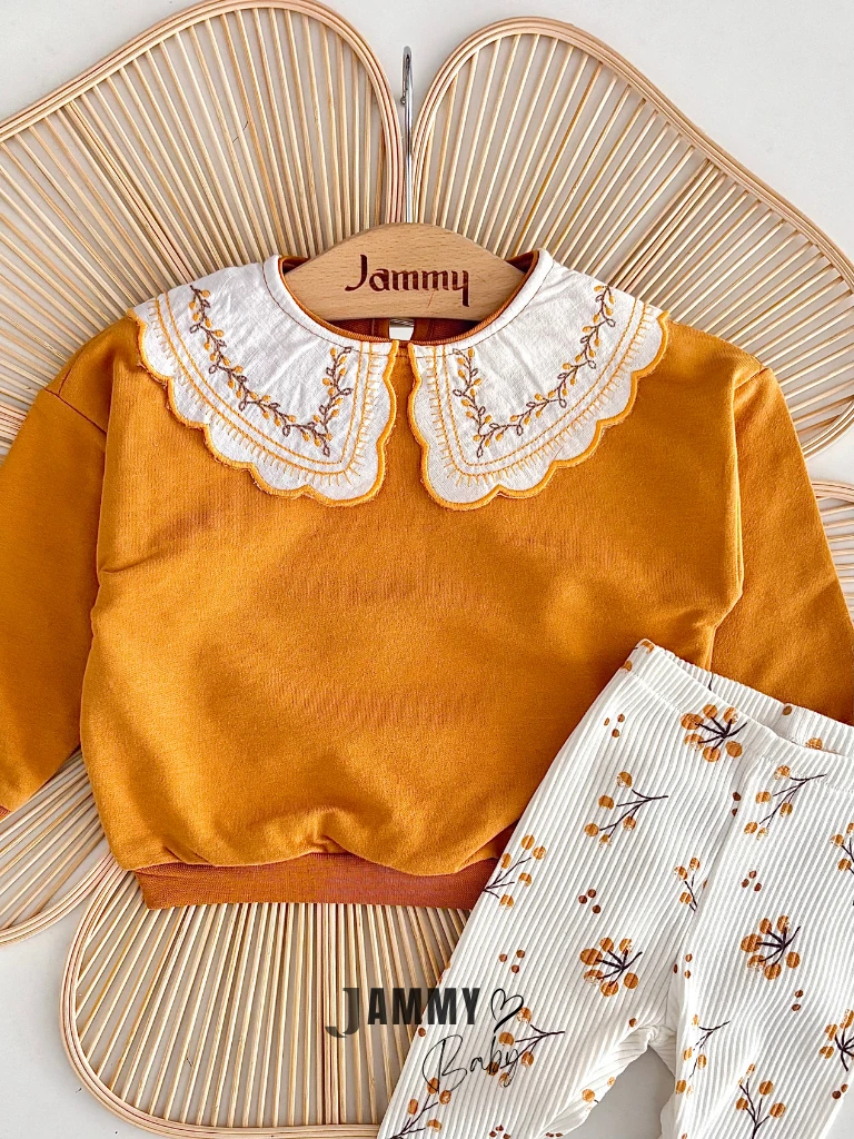 Autumn Yaka Detaylı Mevsimlik Takım-HARDAL