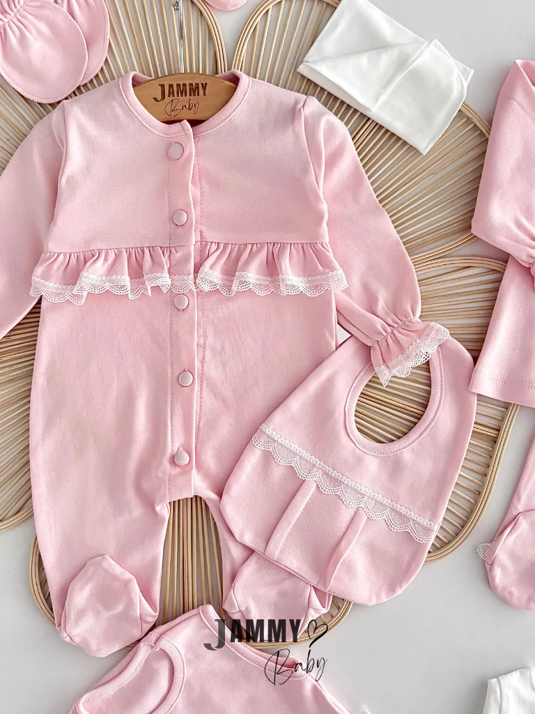 Elegant Dantelli 10 Parça Yenidoğan Set-PEMBE