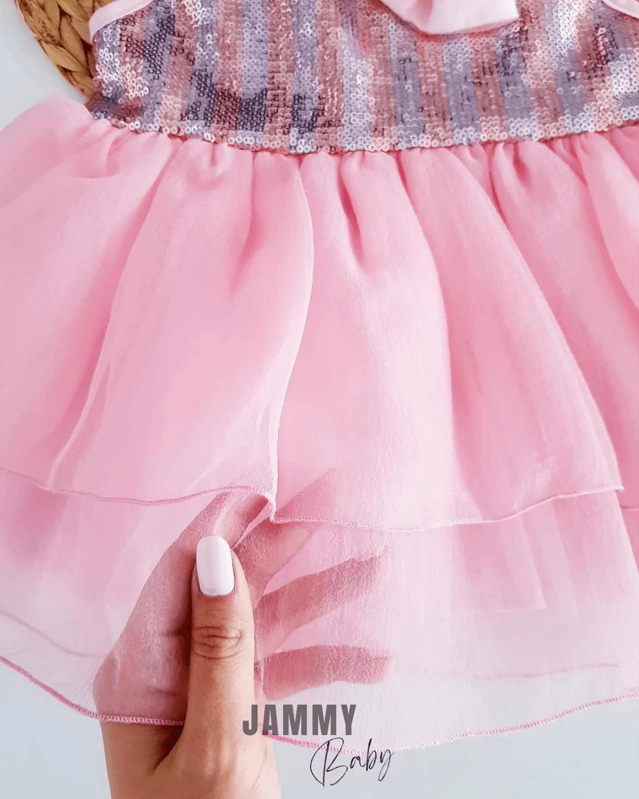 Holyse Pul Payet Tütülü Elbise-PEMBE