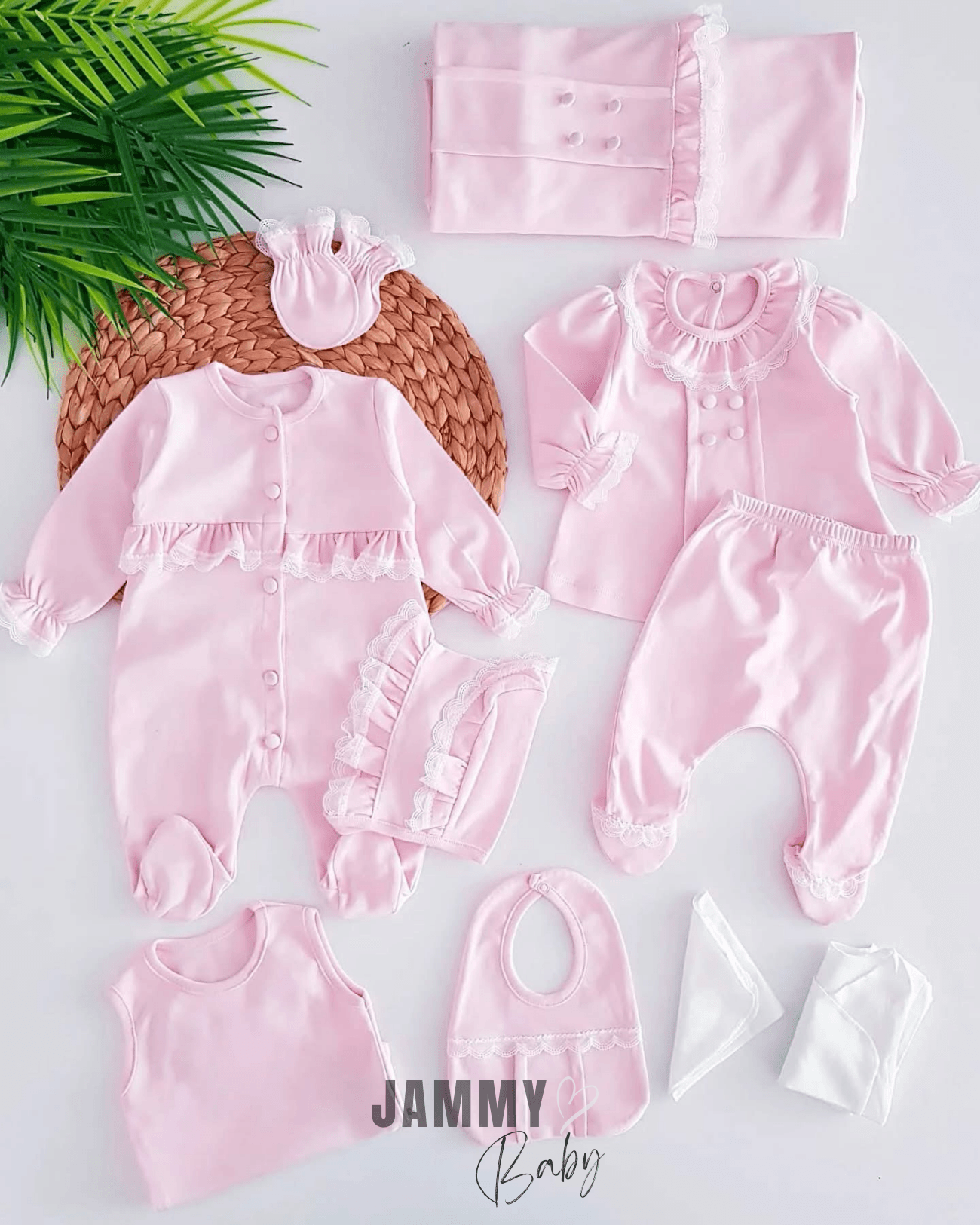 Elegant Dantelli 10 Parça Yenidoğan Set-PEMBE