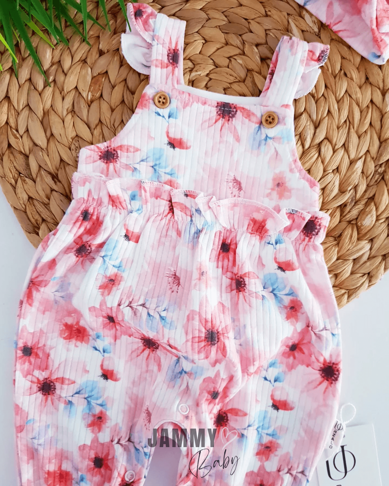 Fiore Çiçek Baskılı Kaşkorse Bandanalı Tulum Set-EKRU