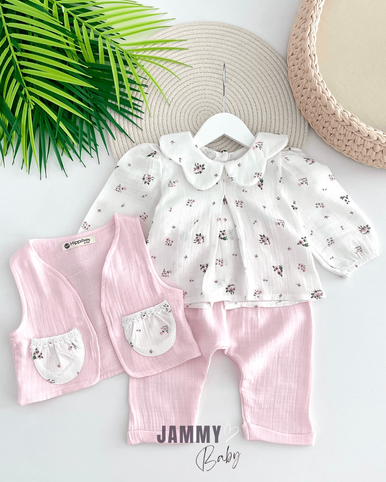 Dream Spring Müslin Yelekli 3'lü Takım-PEMBE