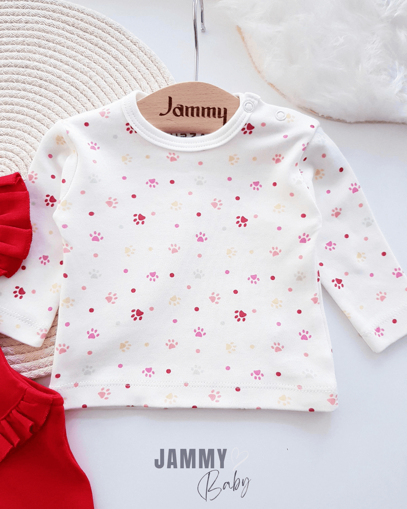 Smart Cat Salopet / Pati Desen Body Set-KIRMIZI