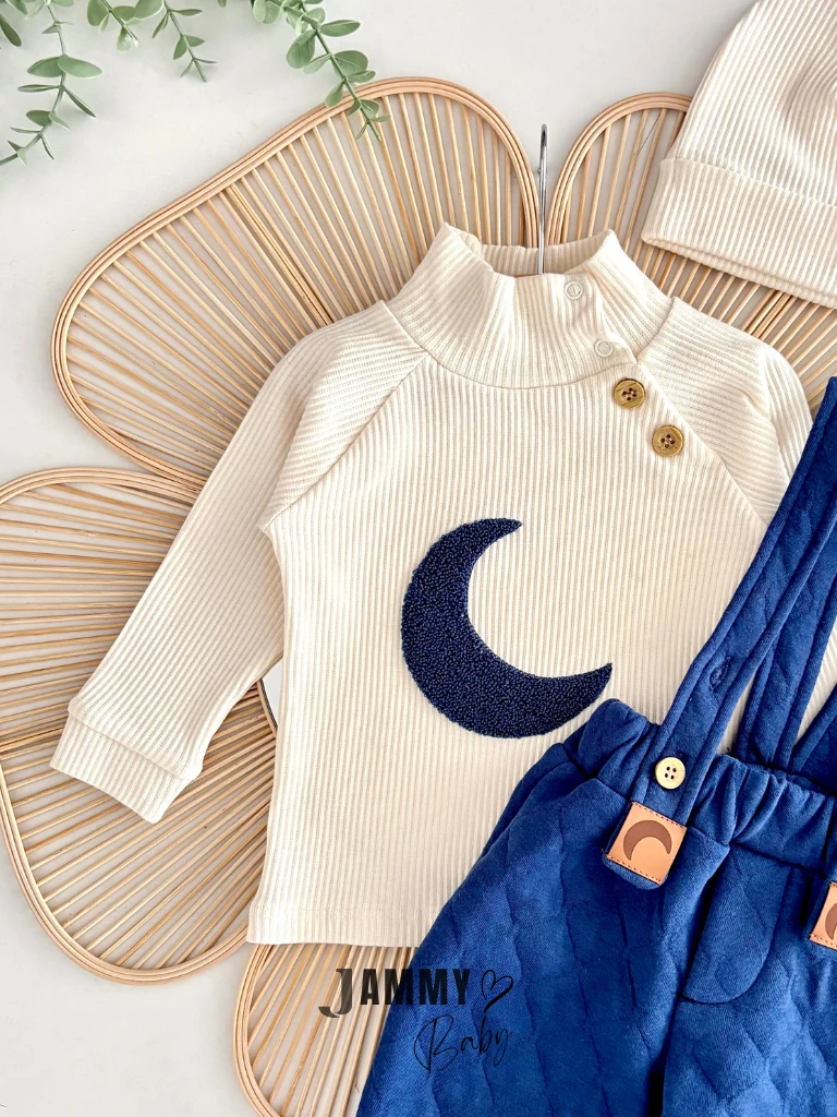 Moon Kapitone Salopet / Şapka Badi Set - İNDİGO