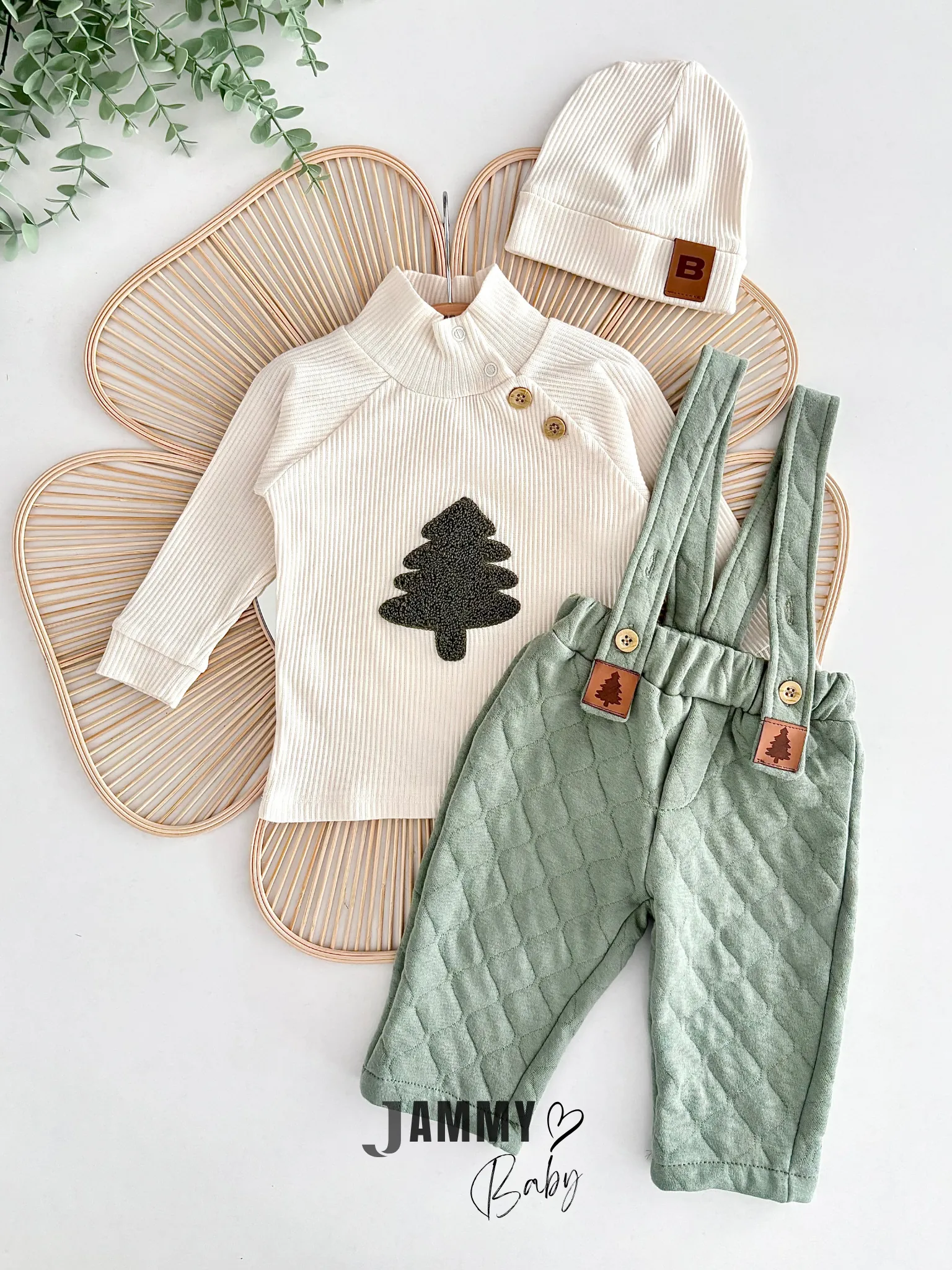 Pine Kapitone Salopet / Şapka Badi Set - YEŞİL