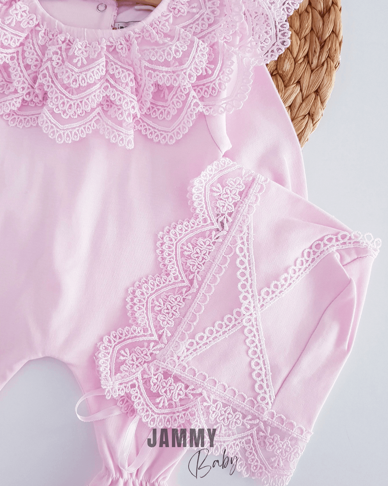 Carmen Güpür Dantel Laura Şapkalı Tulum Set-PEMBE