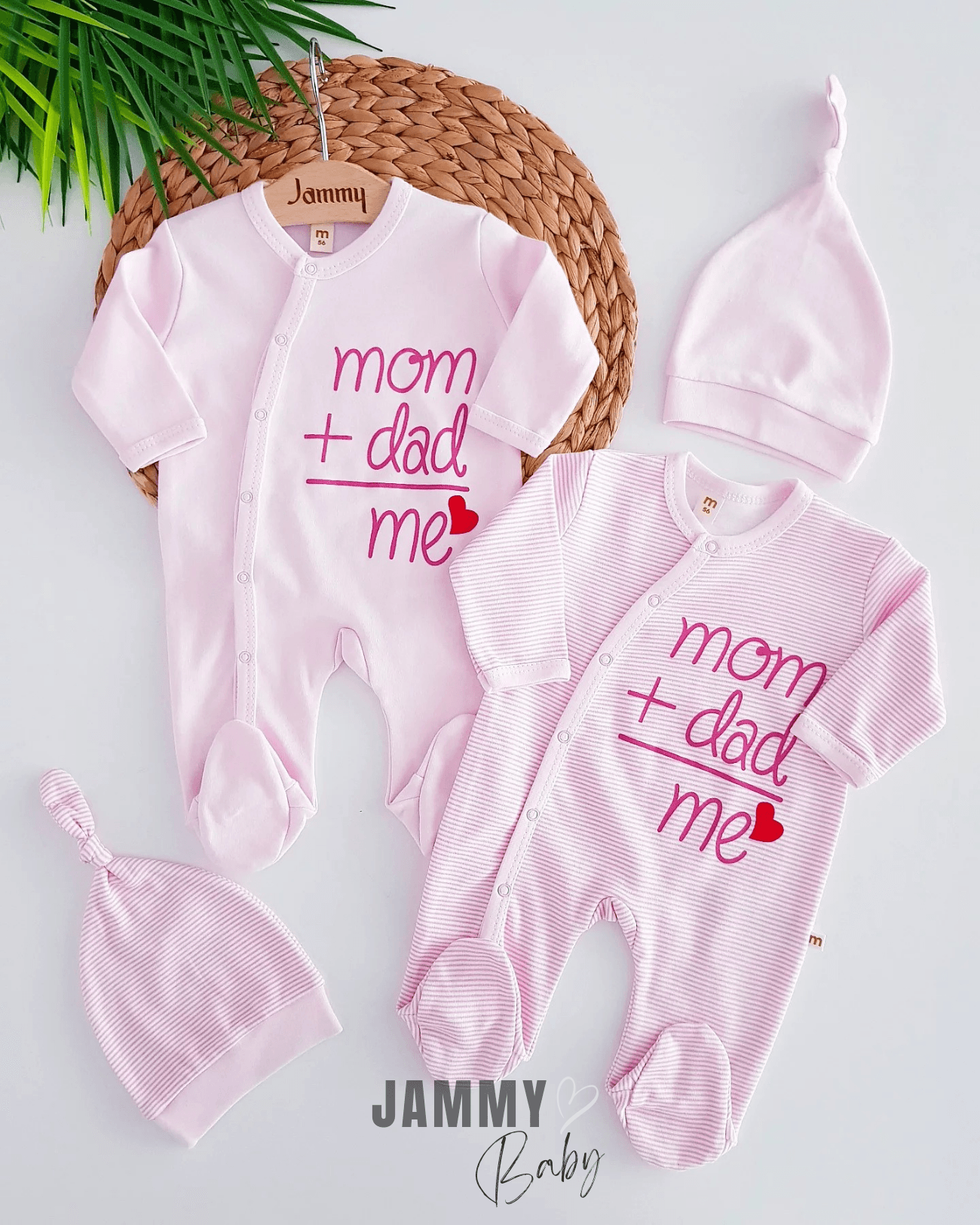 Mom-Dad 2 Tulum / 2 Şapka Set-PEMBE