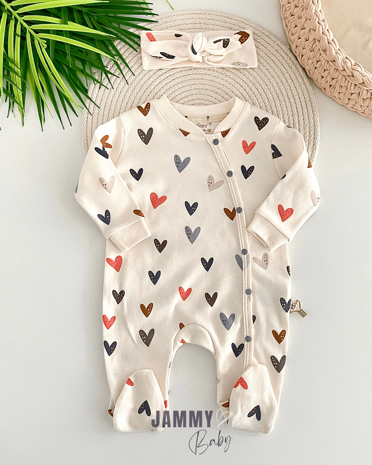 Small Hearts Bandanalı Tulum Set-KEMİK