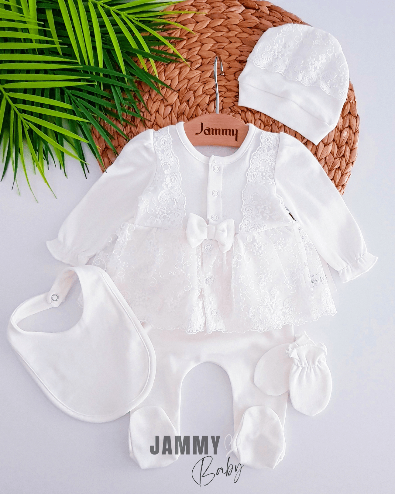 Bride Dantel Detaylı 5 Parça Yenidoğan Set-EKRU