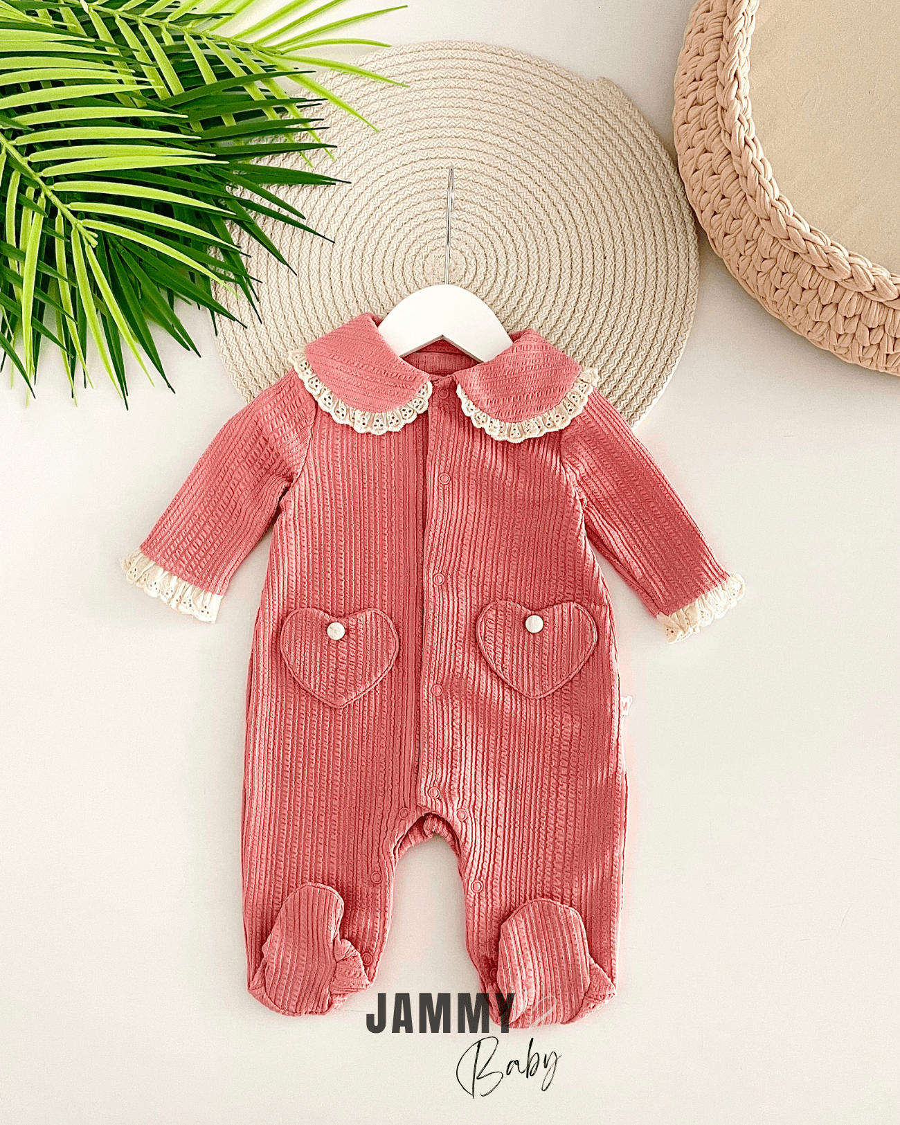 Hearts Kendinden Desenli Tulum-PEMBE