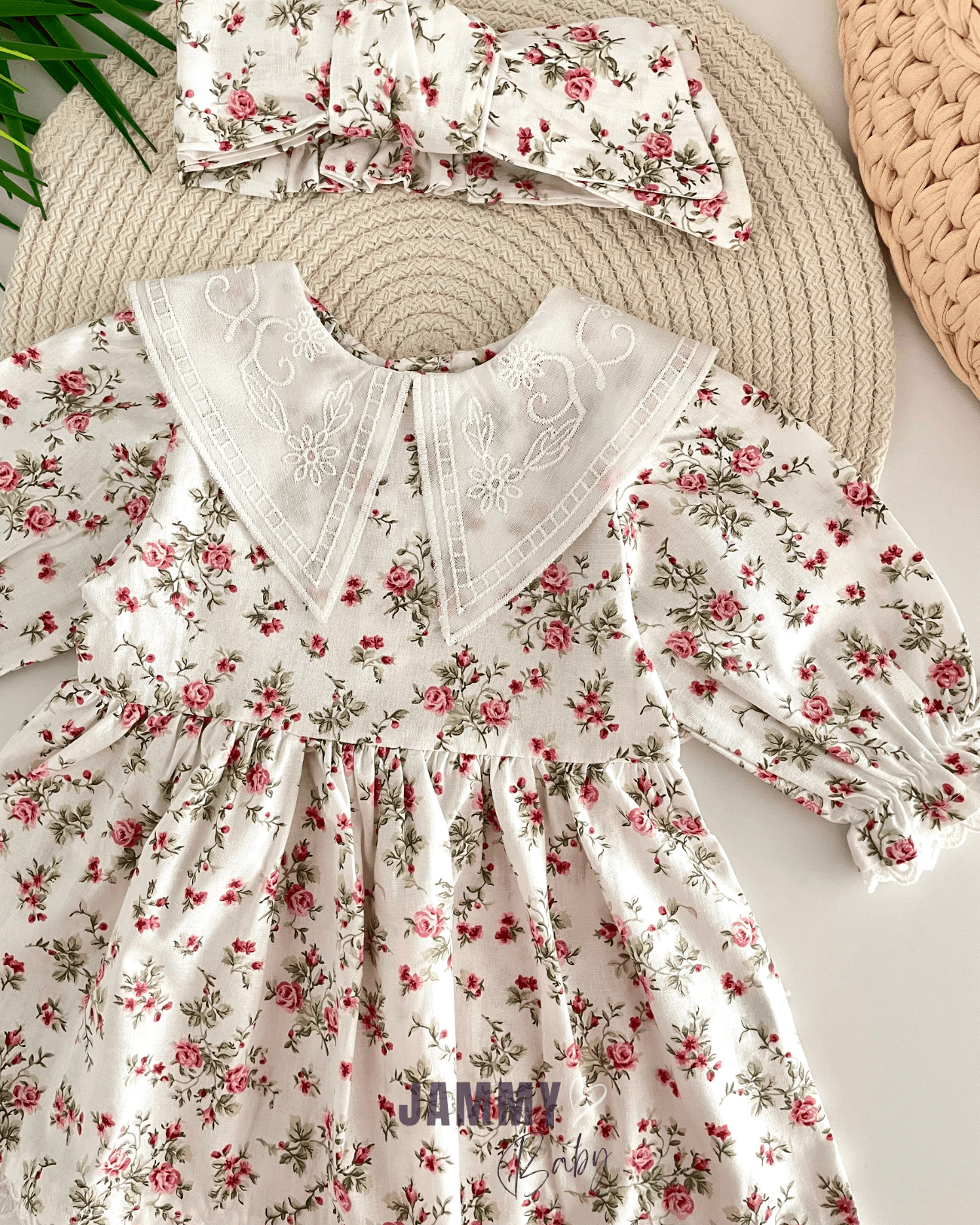 Çiçek Desenli Fisto Yakalı Poplin Elbise Set