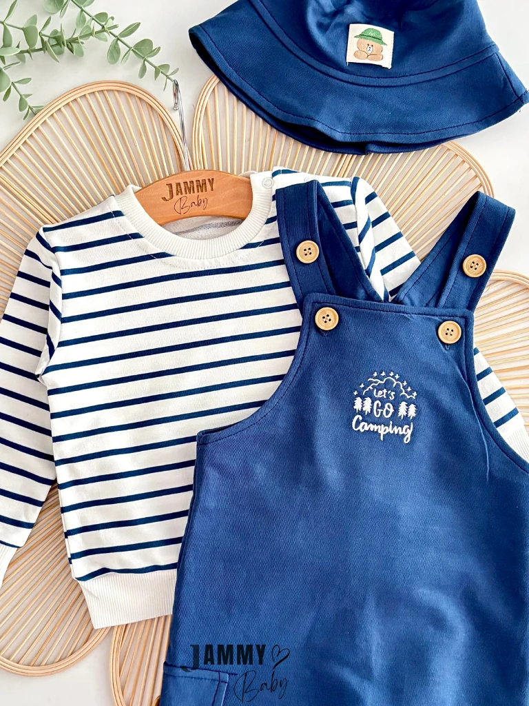 Lets Go Camping Salopet / Body Şapka Set-LACİVERT