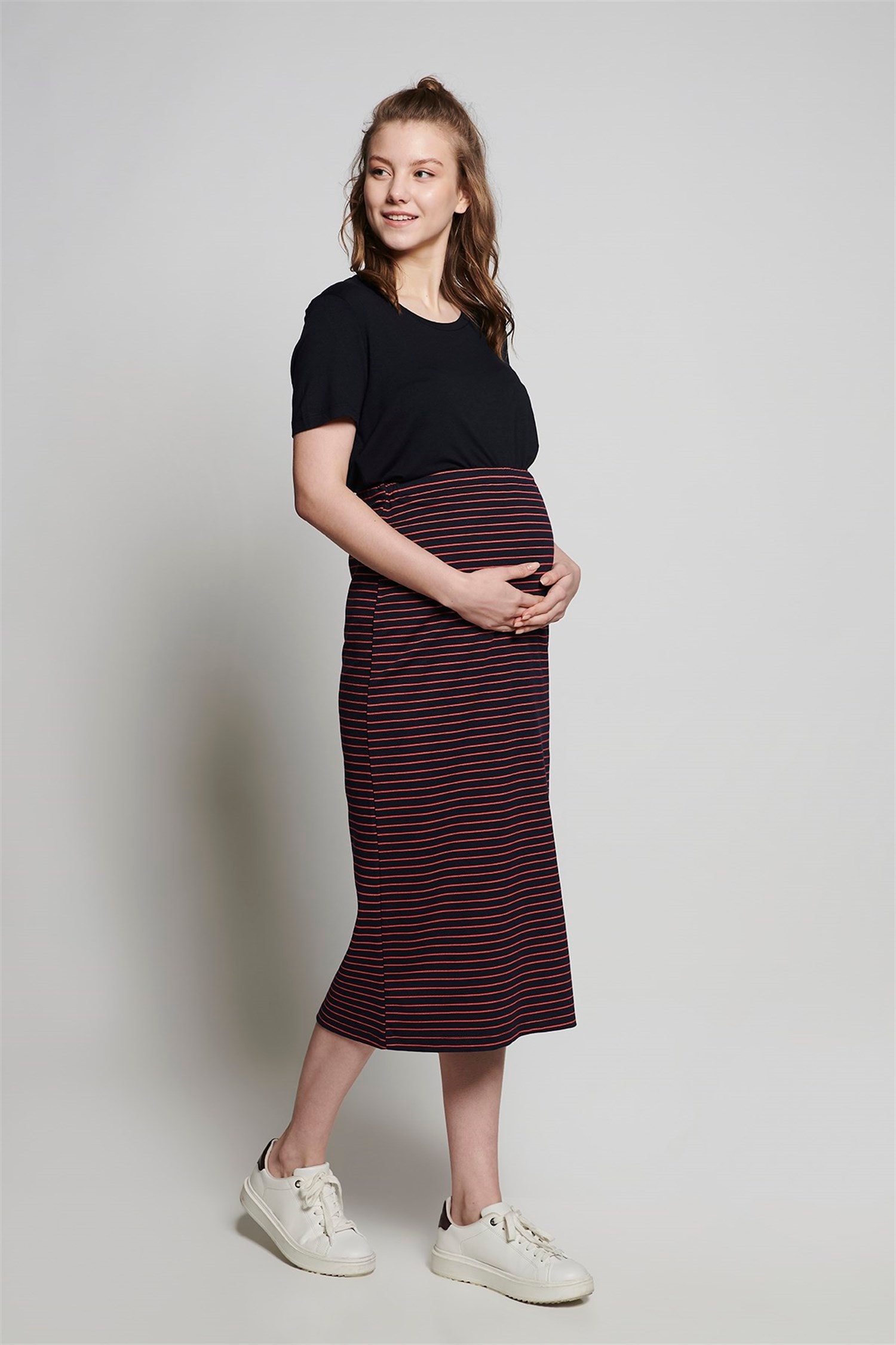 Lesley Hamile Etek - LACİVERT/KIRMIZI