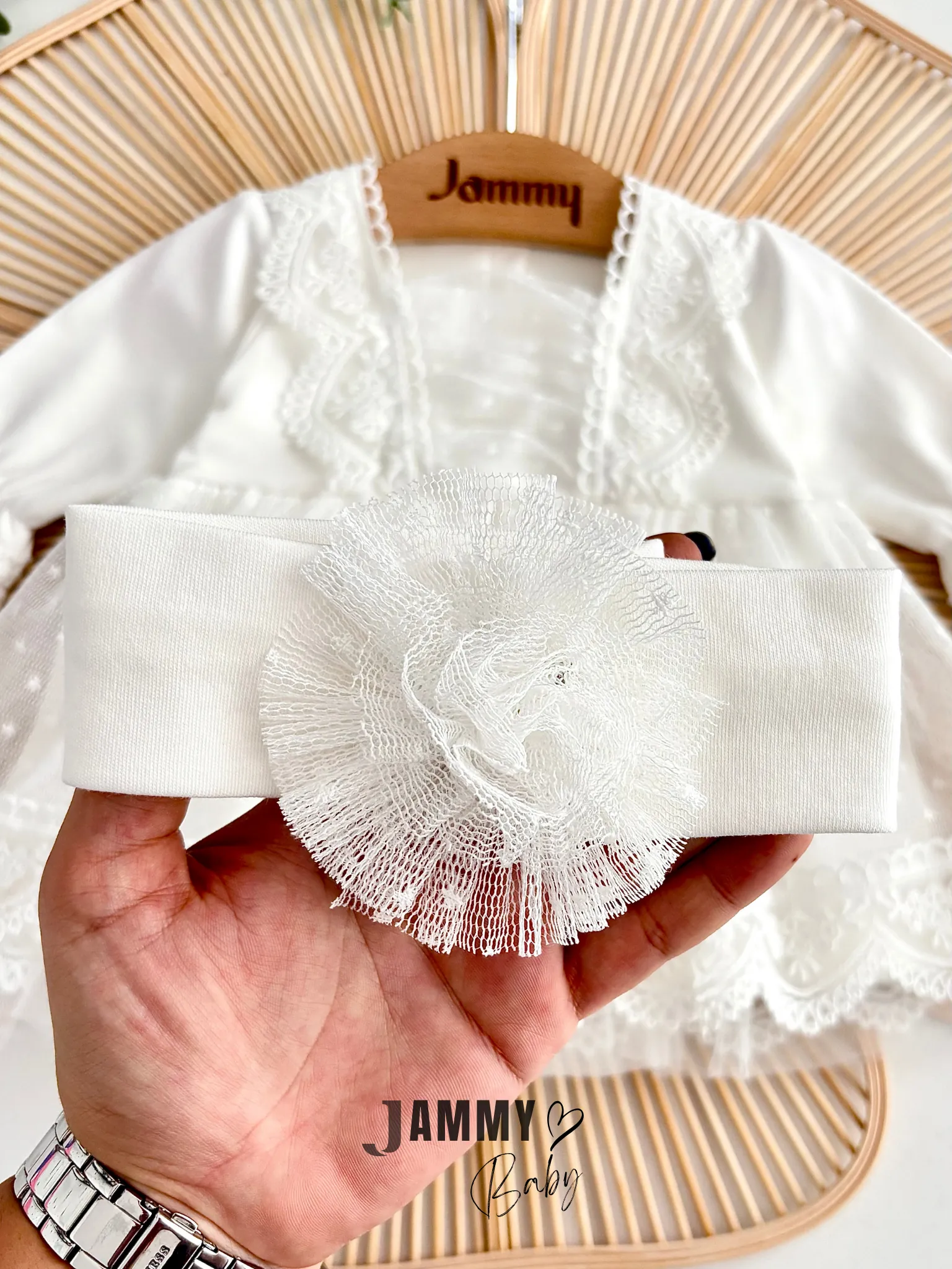 Carmen Güpür Dantel Bandanalı Mevlüt / Özel Gün Elbise Set-BEYAZ