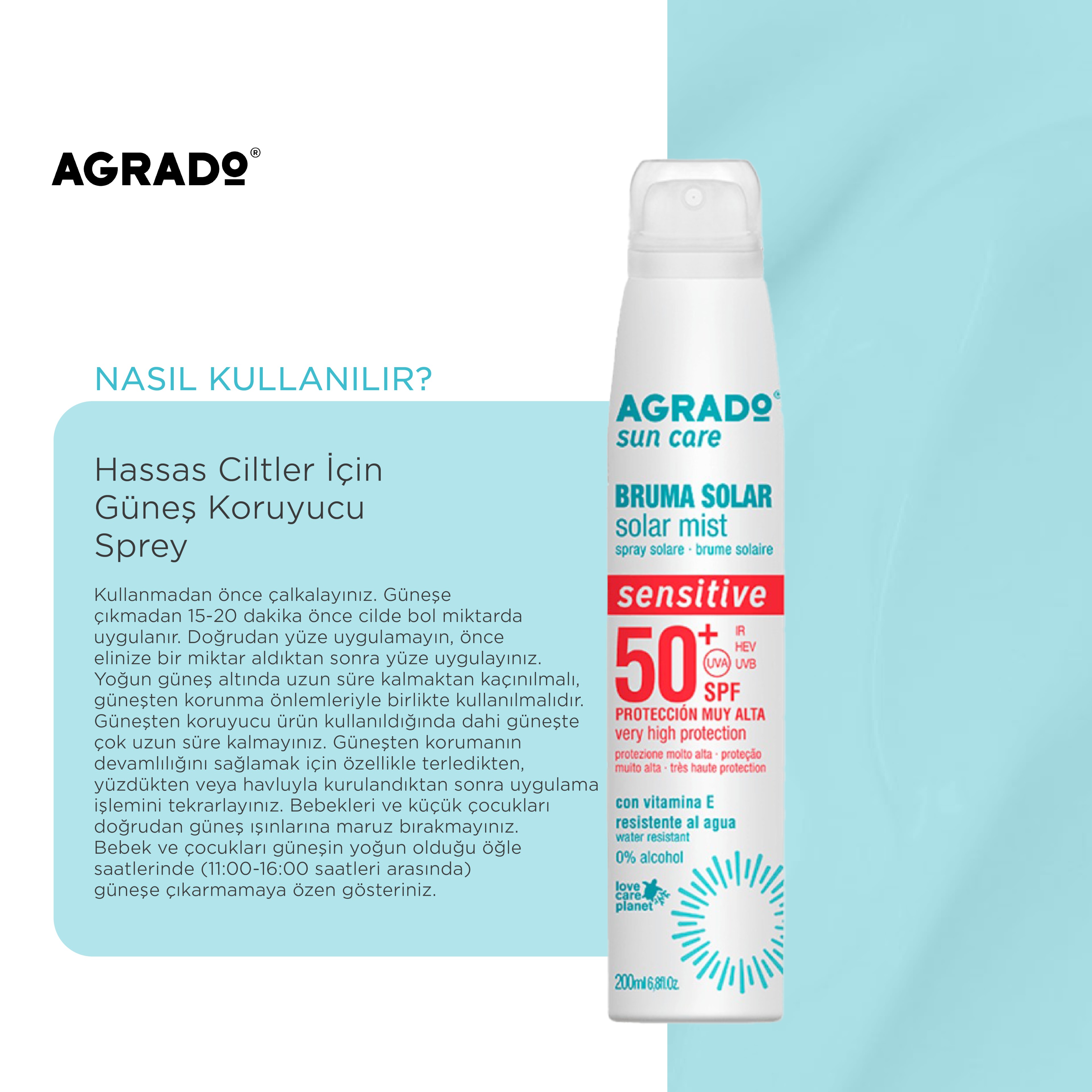 Hassas Ciltler için Güneş Koruyucu Sprey (200ml)