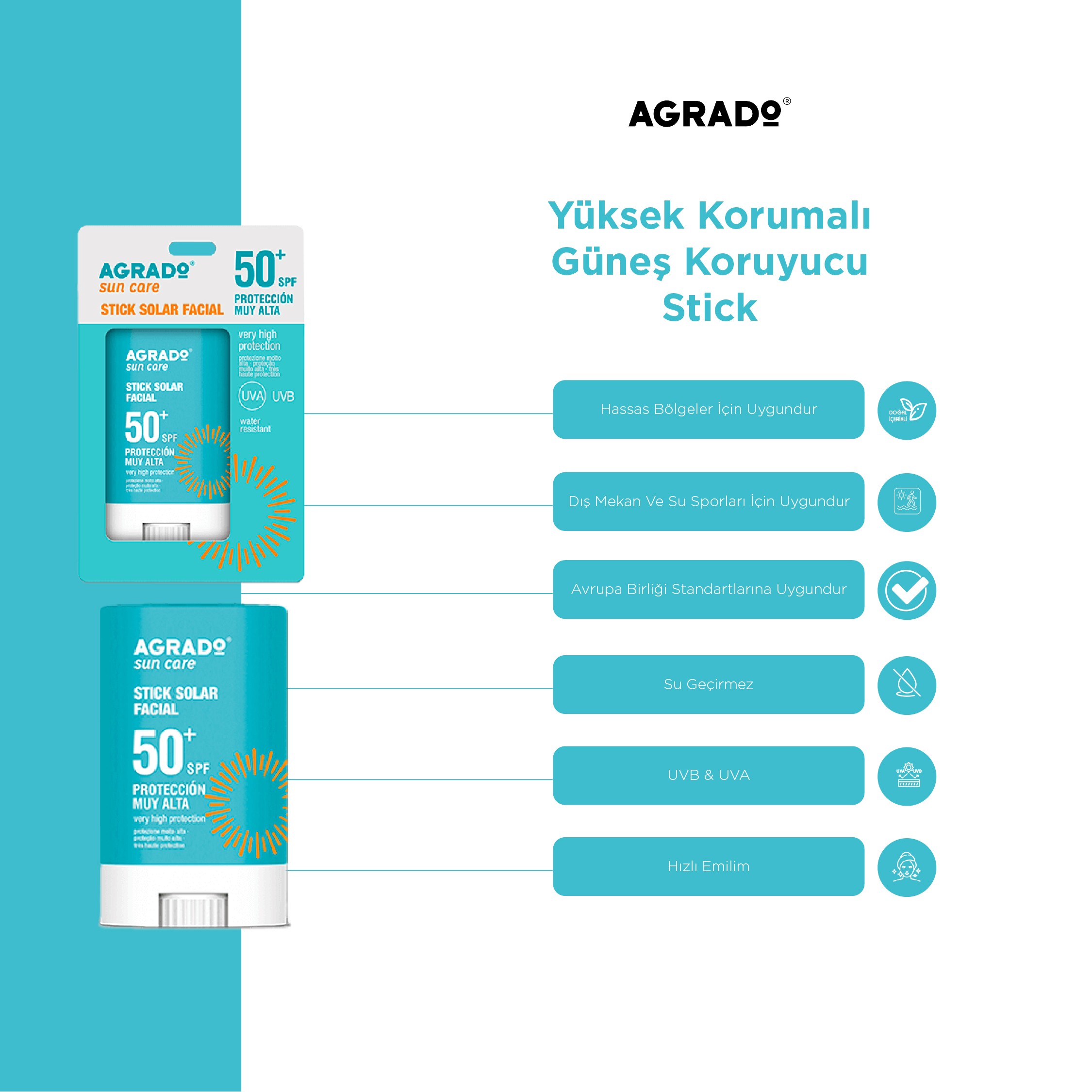 Yüz Ve Hassas Bölgeler İçin Yüksek Korumalı Güneş Koruyucu Stick (15ml)