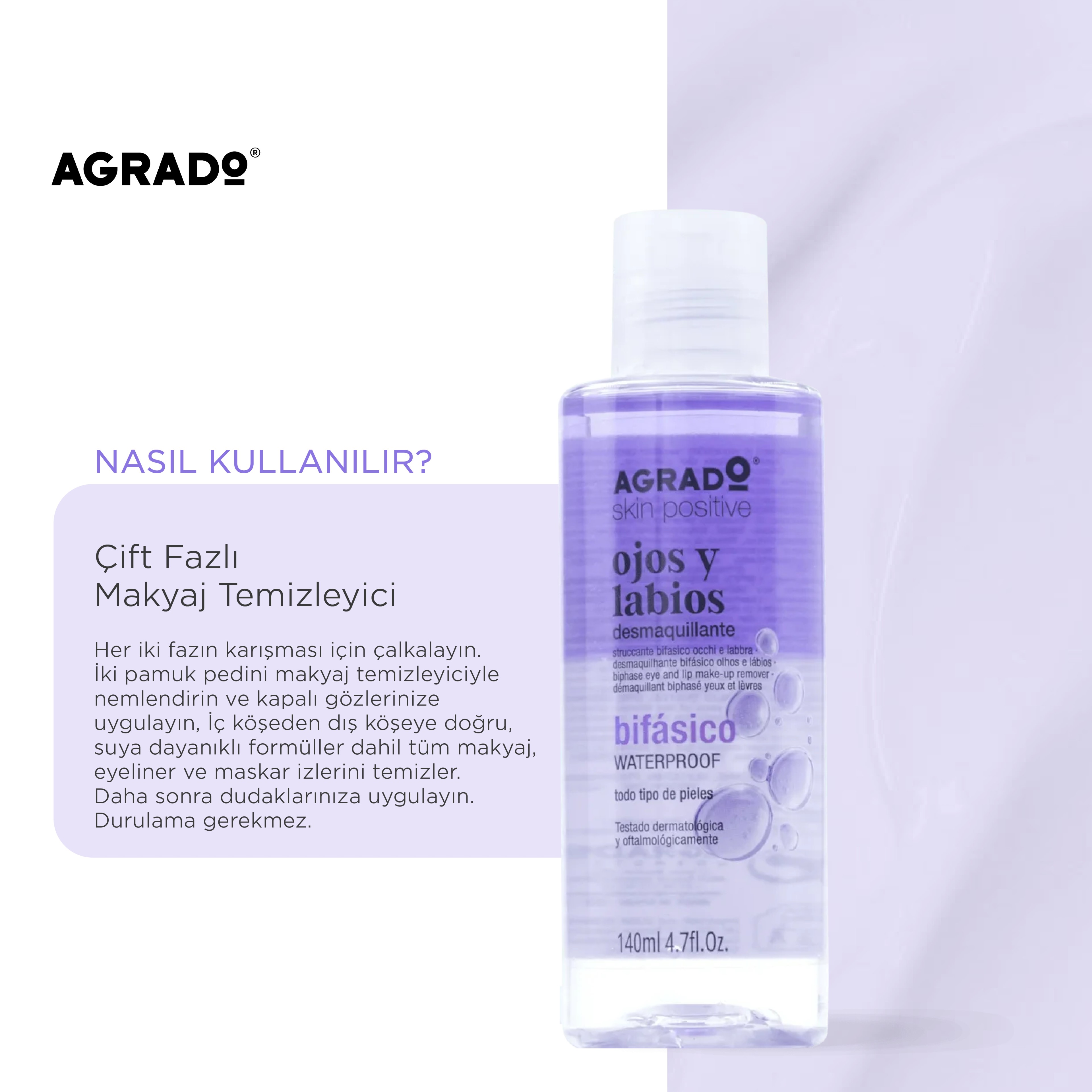 Göz ve Dudak Bölgesine Özel Çift Fazlı Makyaj Temizleyici (140ml)