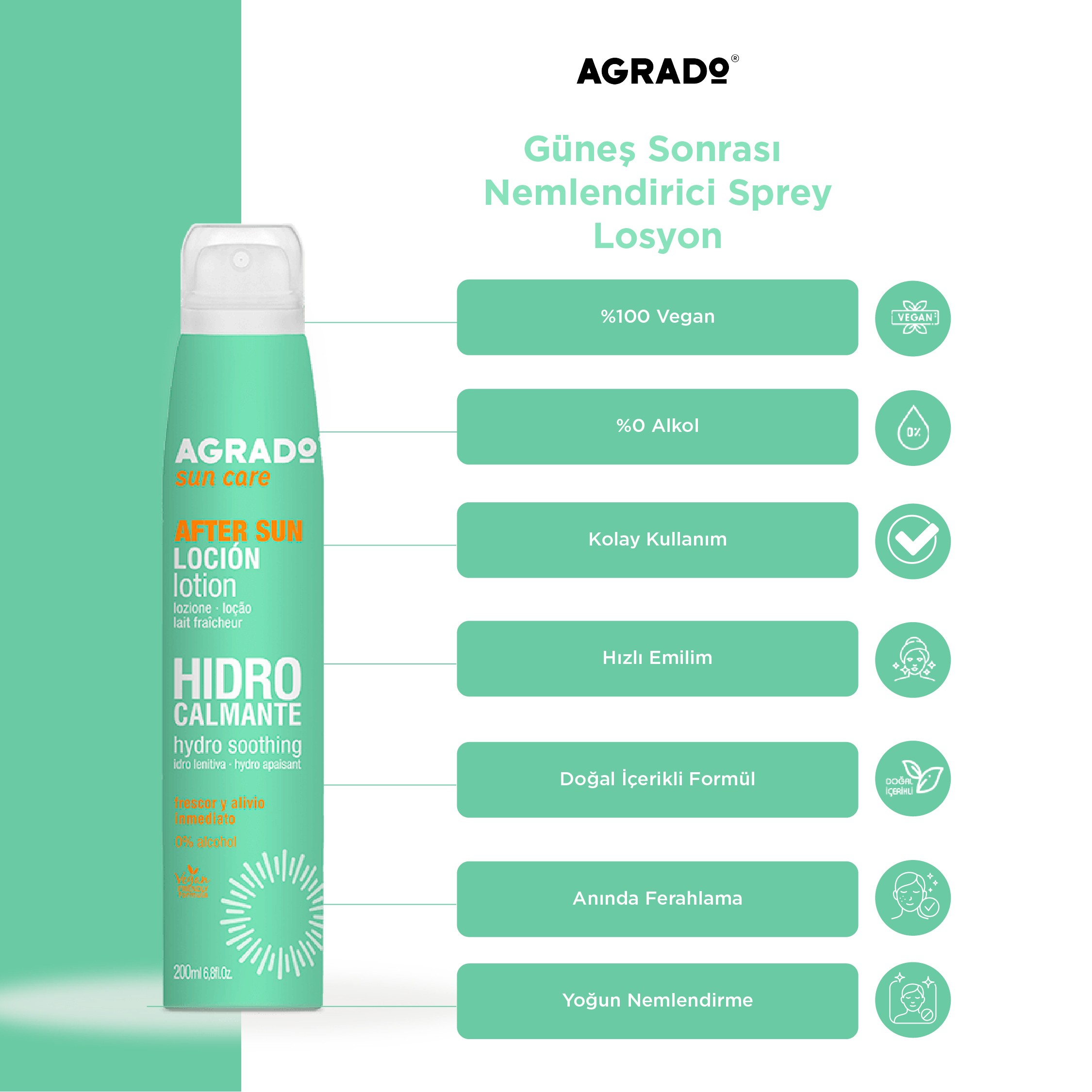 Güneş Sonrası Nemlendirici Sprey Losyon (200ml)