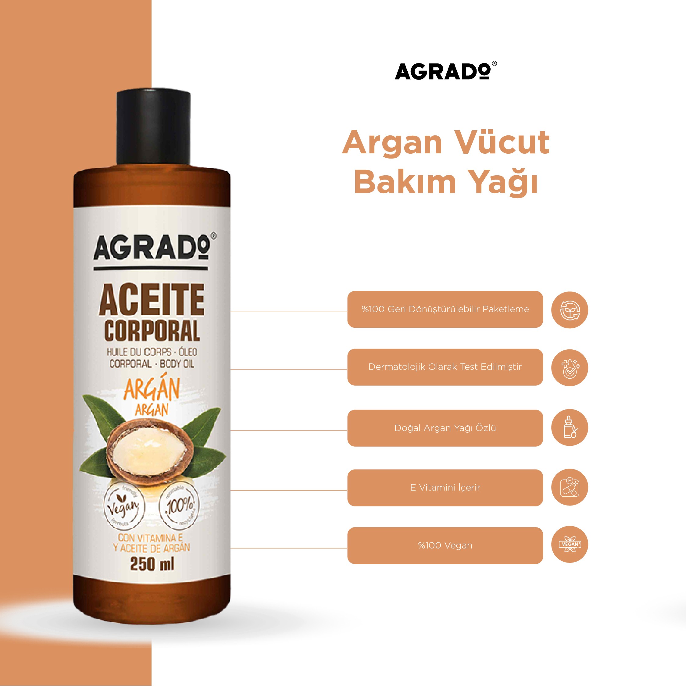Argan Vücut Bakım Yağı (250ml)
