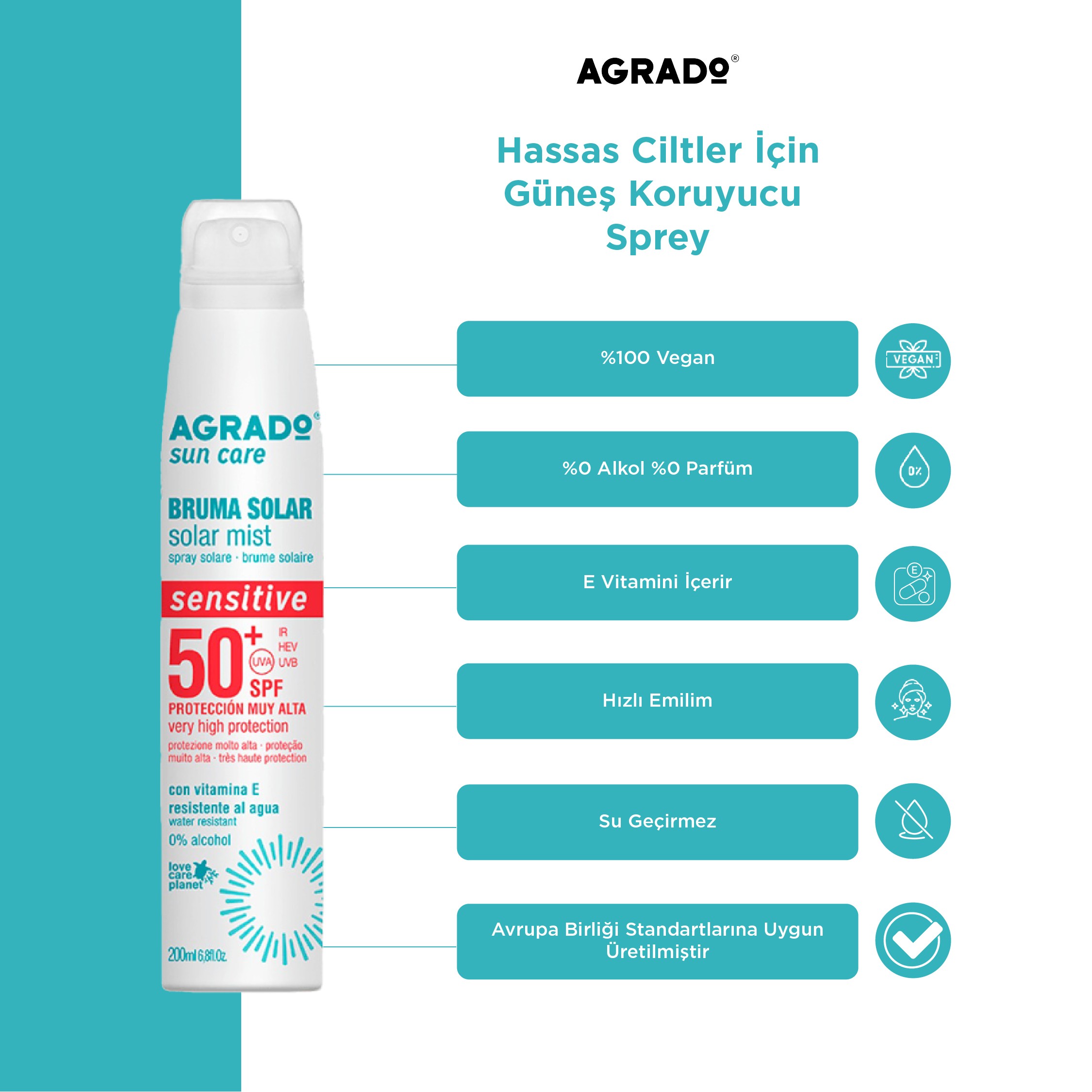 Hassas Ciltler için Güneş Koruyucu Sprey (200ml)
