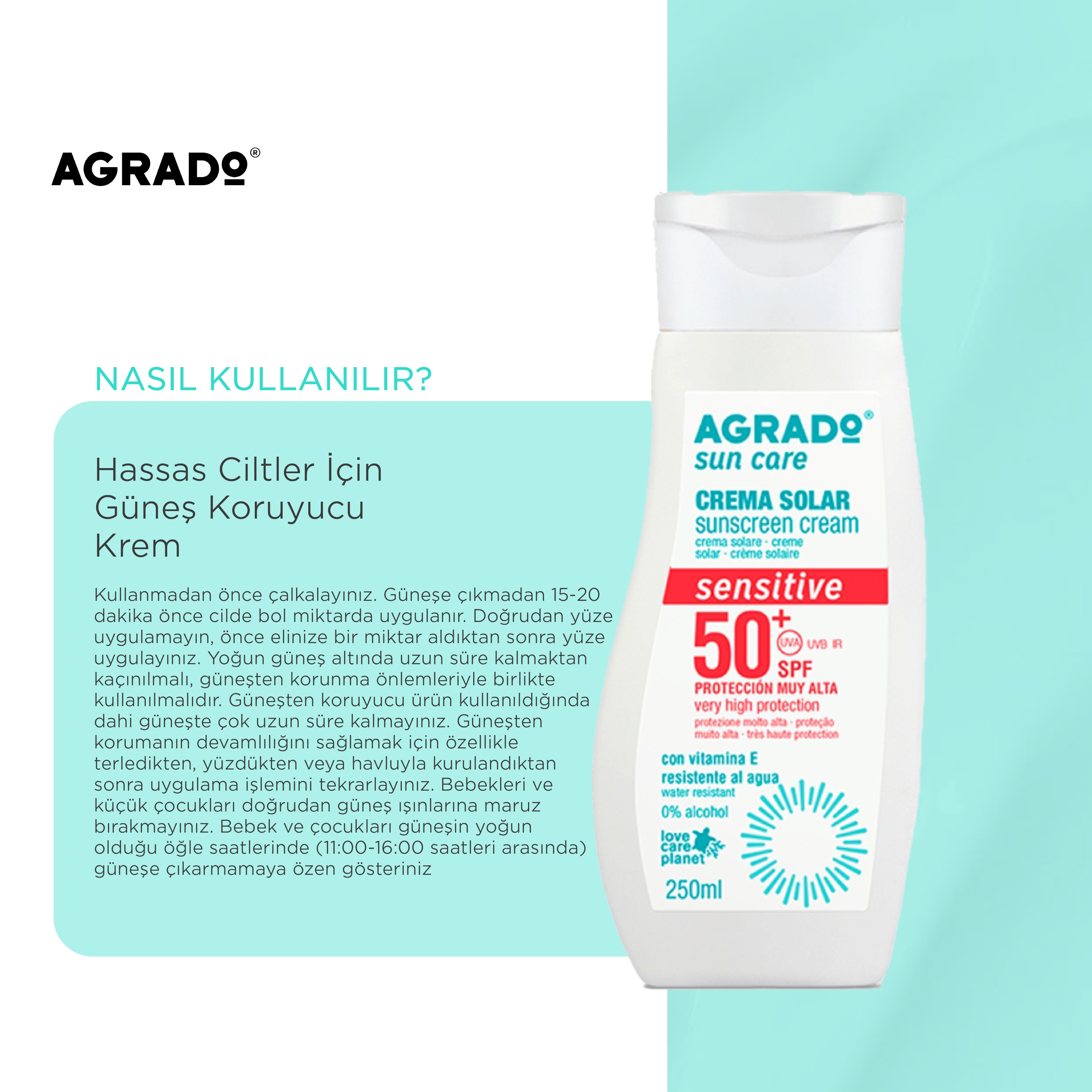 Hassas Ciltler için Güneş Koruyucu Krem (250ml)