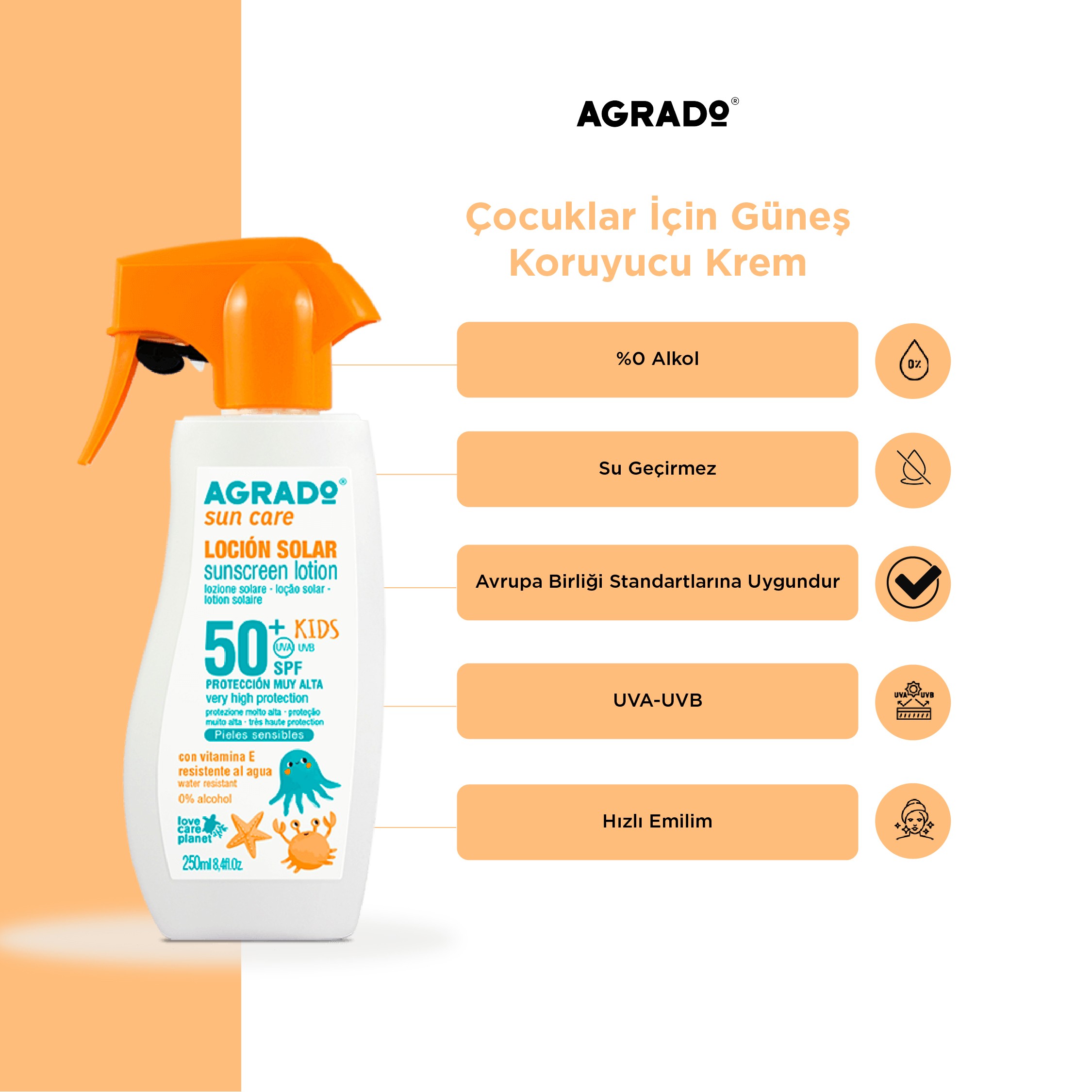 Çocuklar için Güneş Koruyucu Krem (250ml)