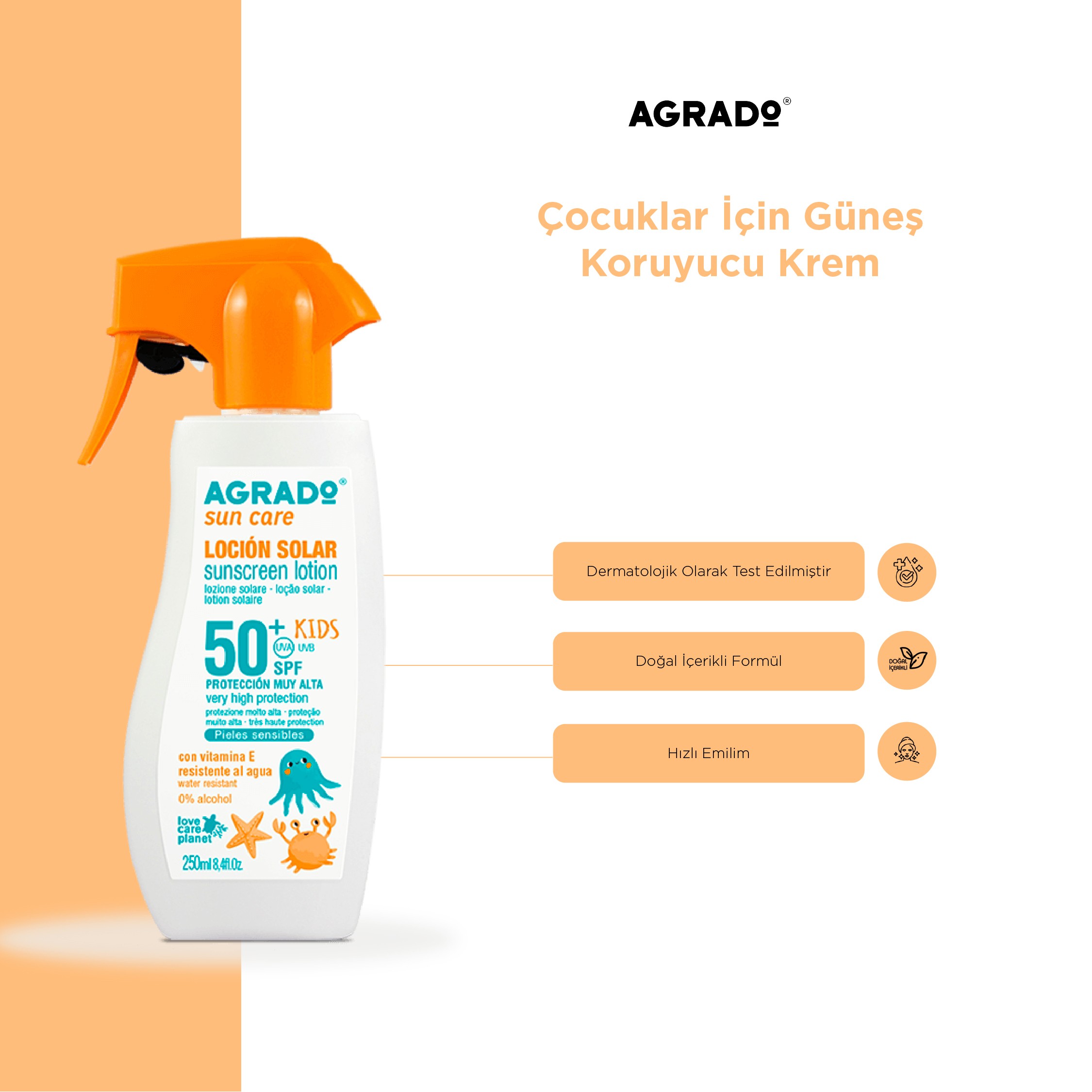 Çocuklar için Güneş Koruyucu Krem (250ml)