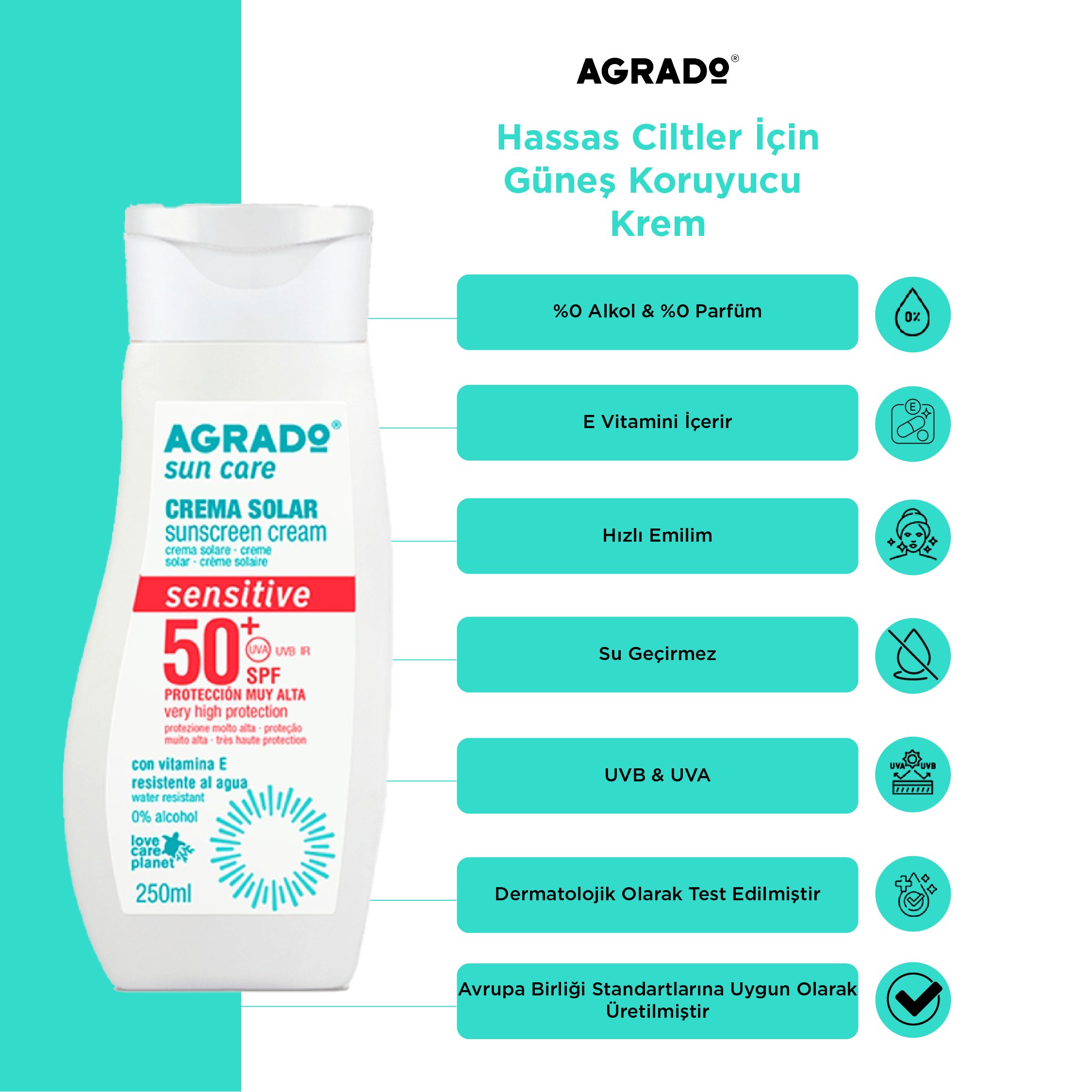 Hassas Ciltler için Güneş Koruyucu Krem (250ml)