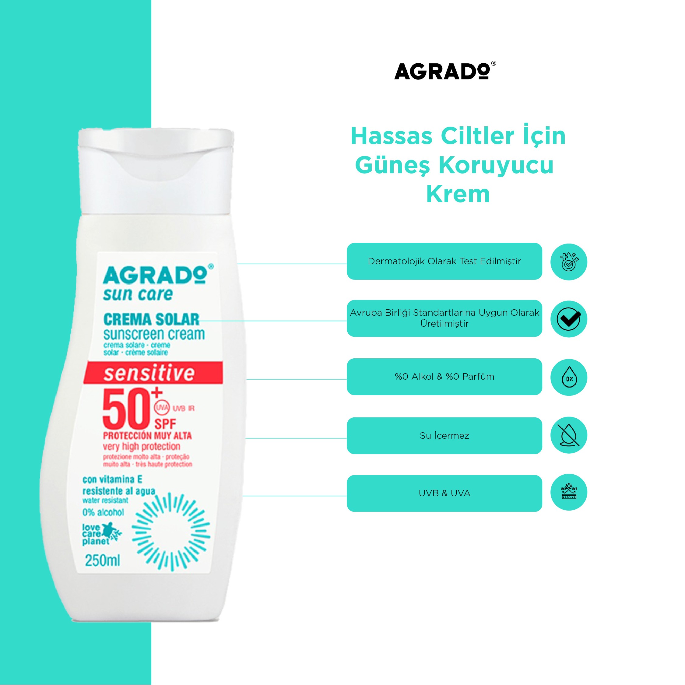 Hassas Ciltler için Güneş Koruyucu Krem (250ml)
