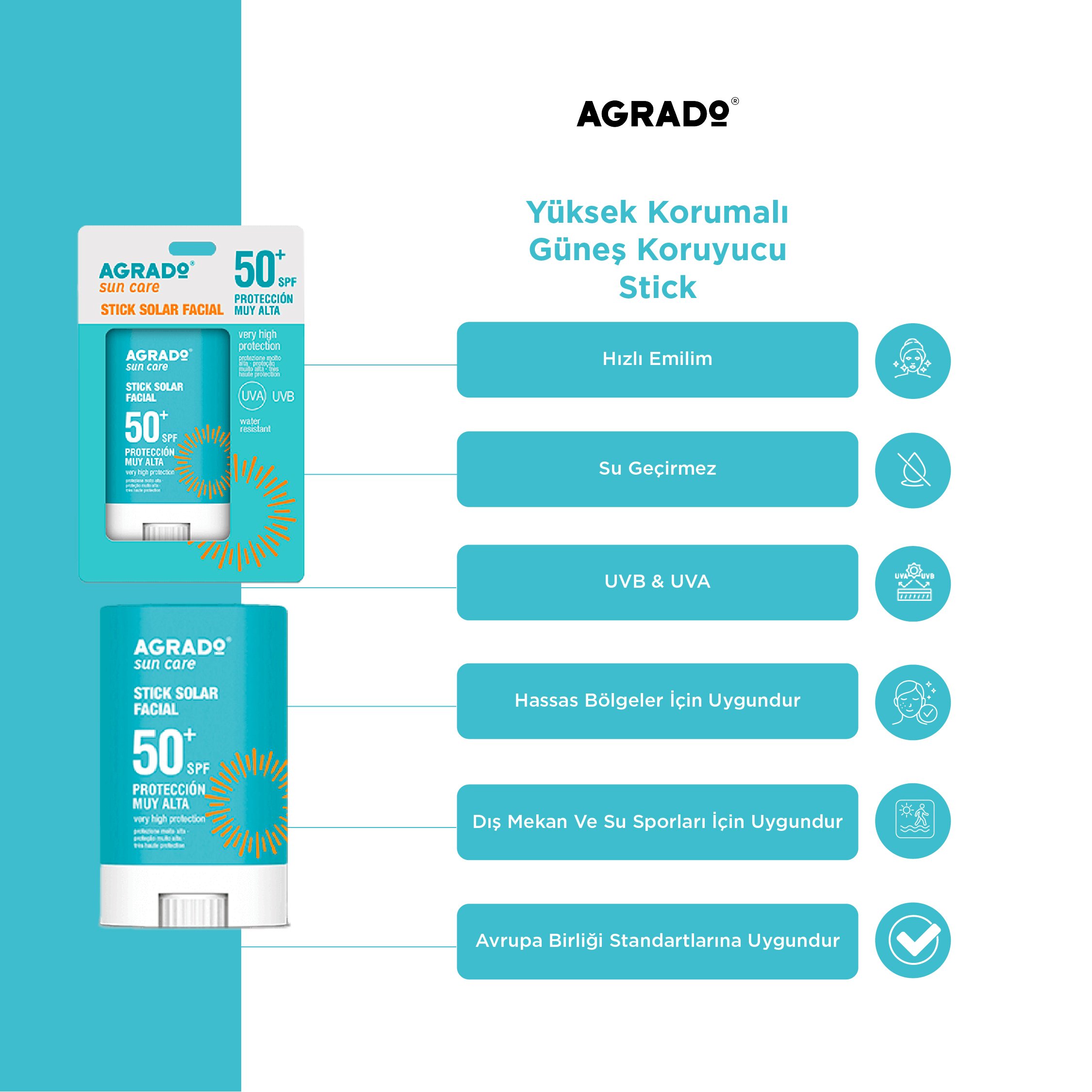 Yüz Ve Hassas Bölgeler İçin Yüksek Korumalı Güneş Koruyucu Stick (15ml)