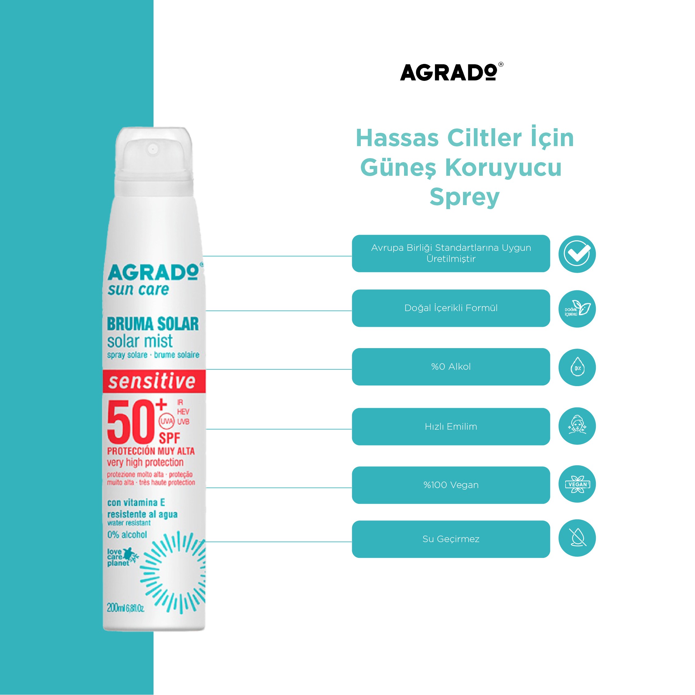 Hassas Ciltler için Güneş Koruyucu Sprey (200ml)