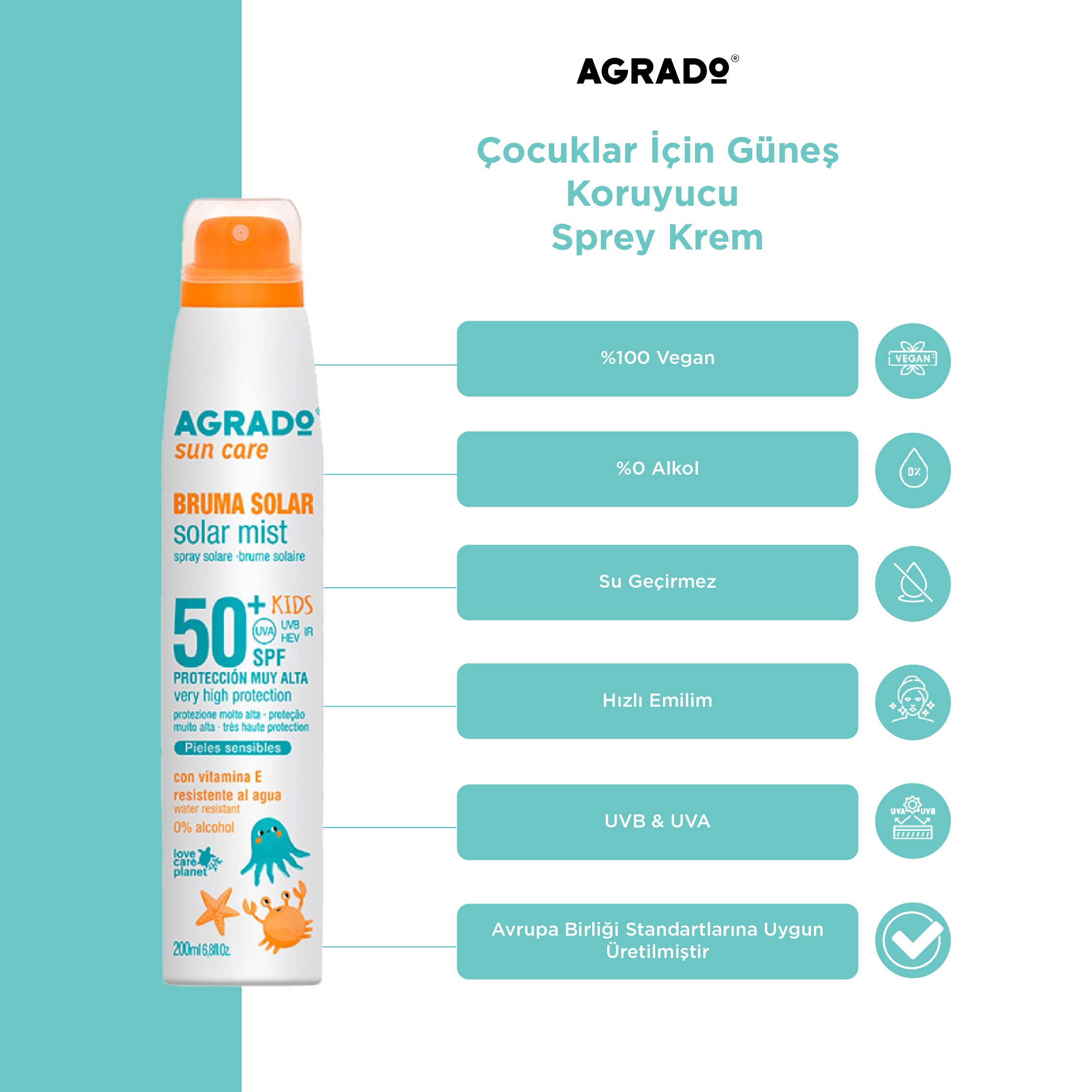 Çocuklar İçin Güneş Koruyucu Sprey (200 ml)