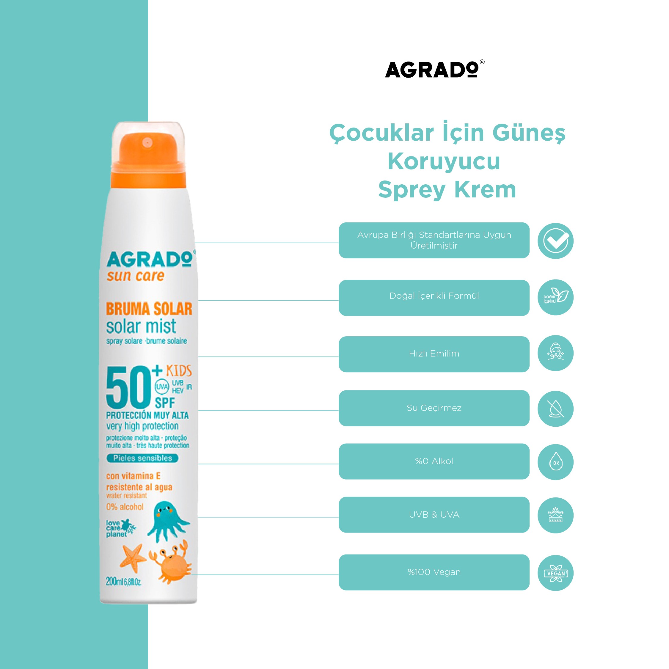 Çocuklar İçin Güneş Koruyucu Sprey (200 ml)
