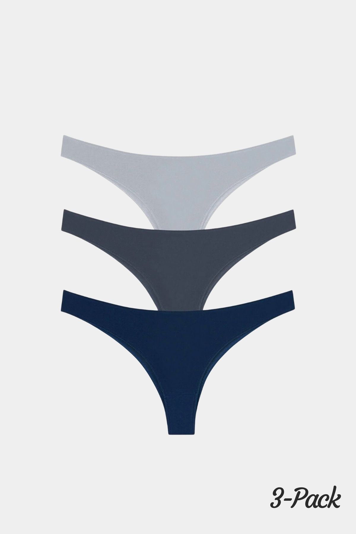 Basic Tones Seamless High Leg Thong Panty 4 Pack - Blue