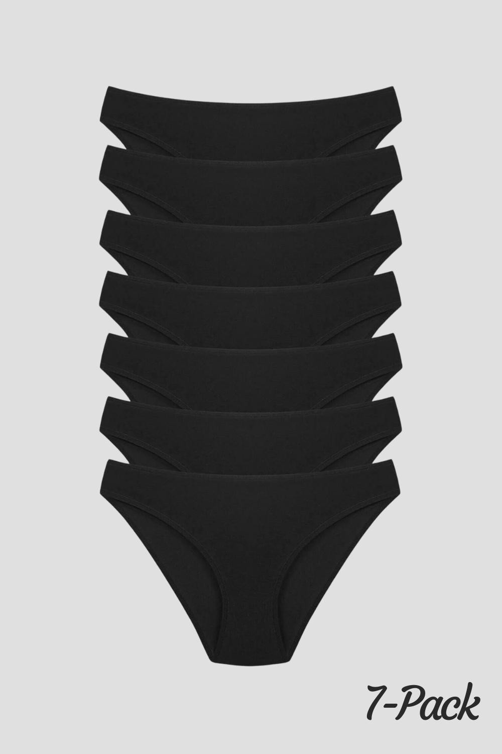 The Bikini Pack of 7 Cotton - All Black