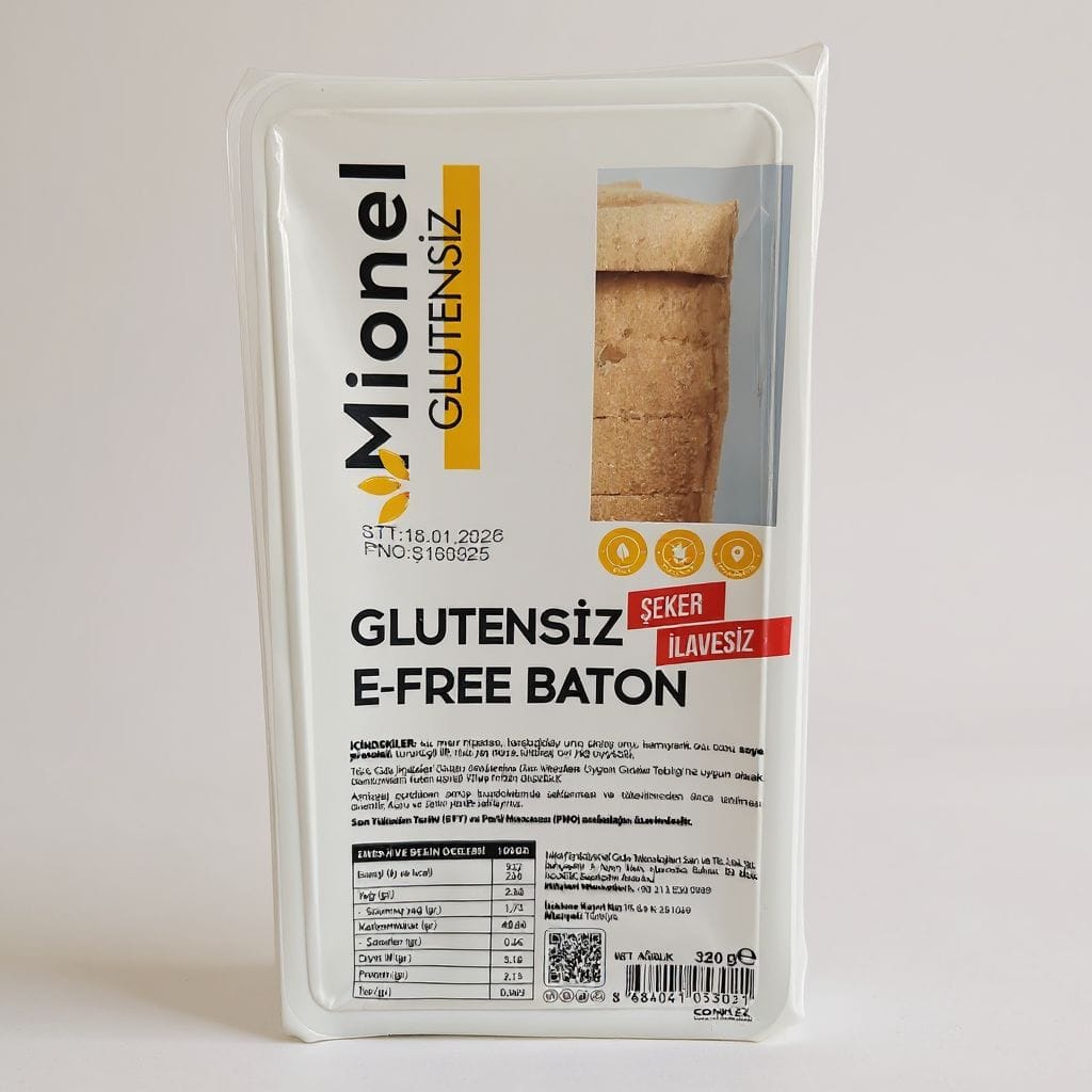 Mionel Glutensiz E-free Şeker İlavesiz Baton Ekmek 320 Gr