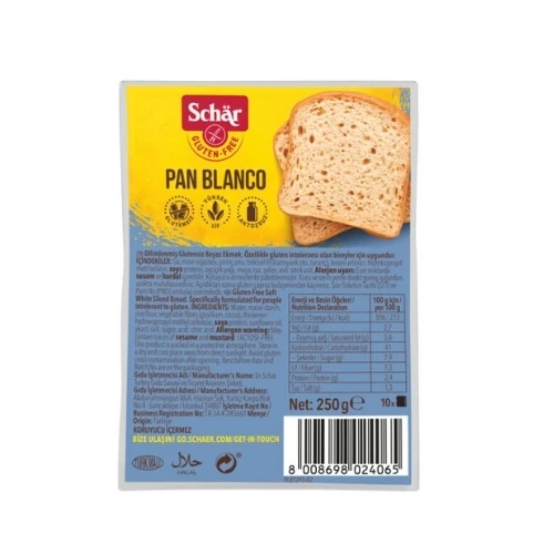 Schar Glutensiz Pan Blanco Ekmek 250g