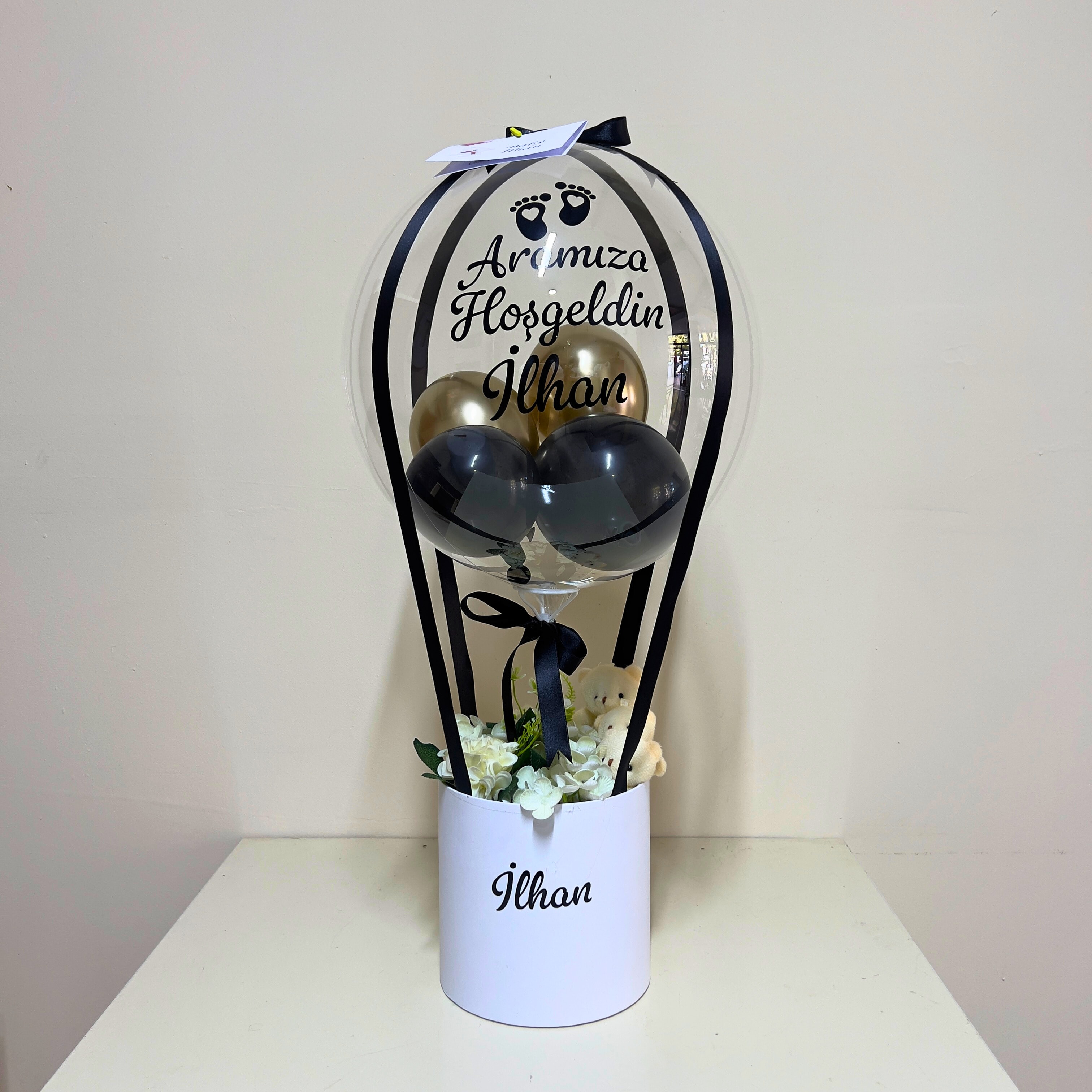 Yeni Doğan Beyaz Kutu Erkek Bebek Balon Kutusu