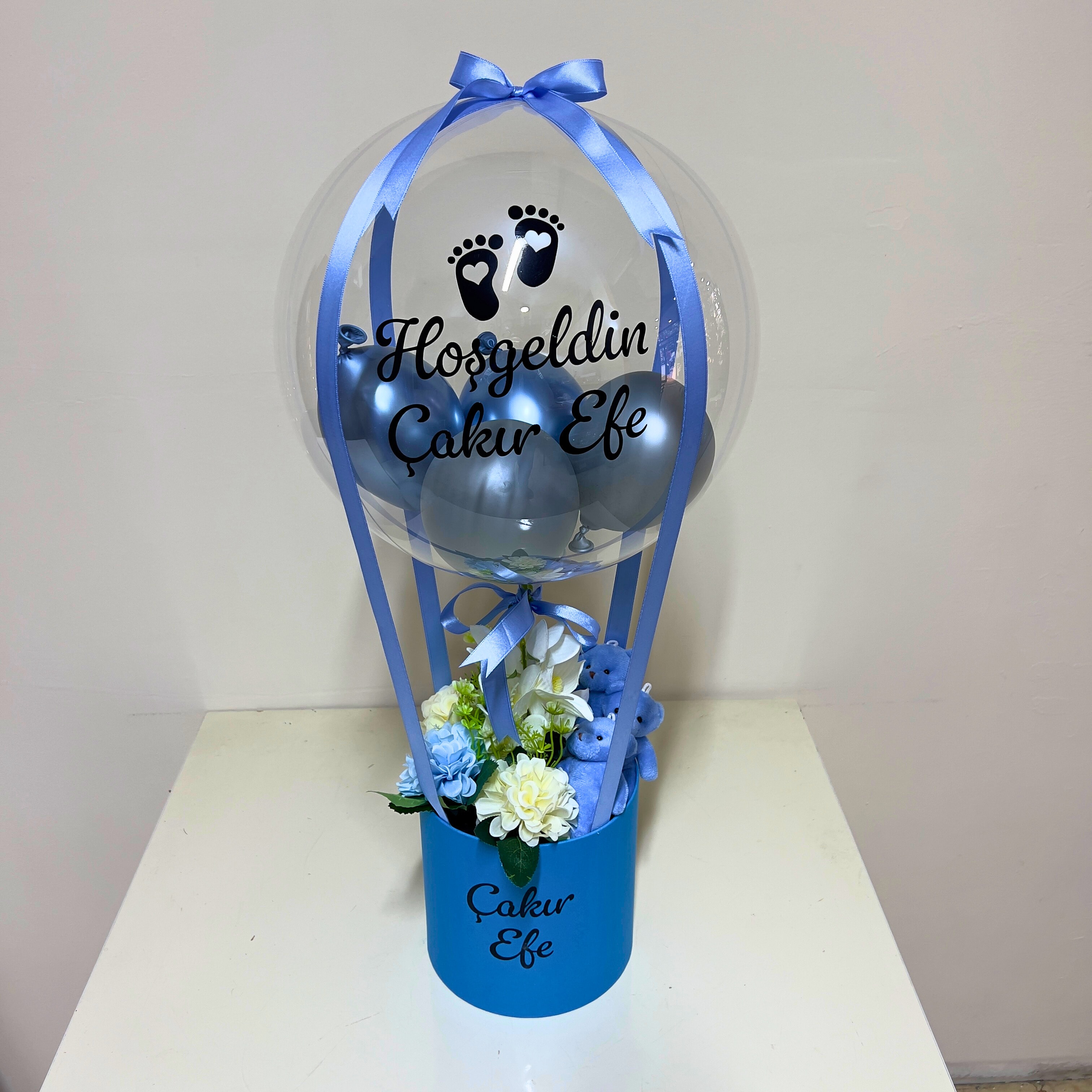Yeni Doğan Mavi Kutu Erkek Bebek Balon Kutusu