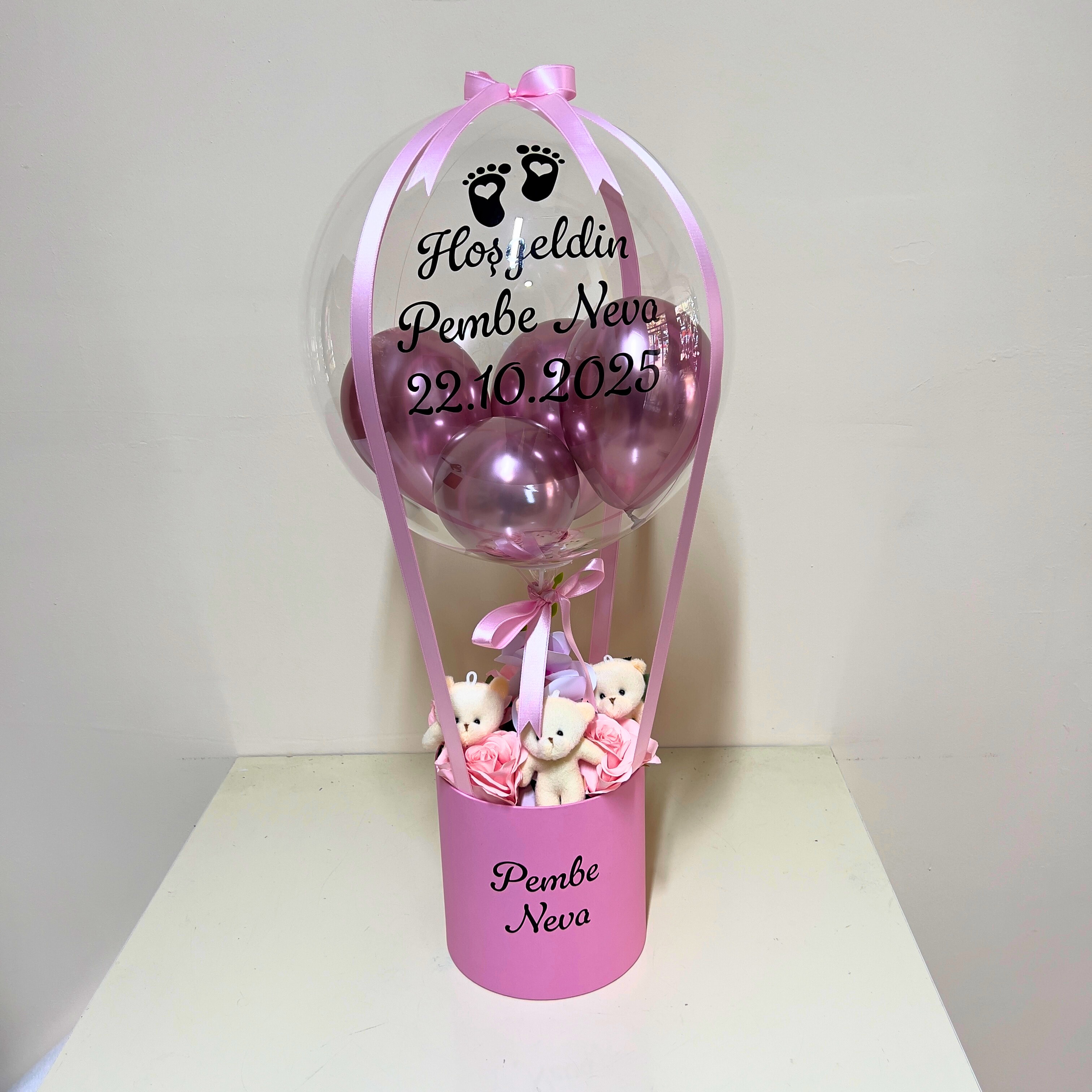 Yeni Doğan Bebek Pembe Balon Kutusu