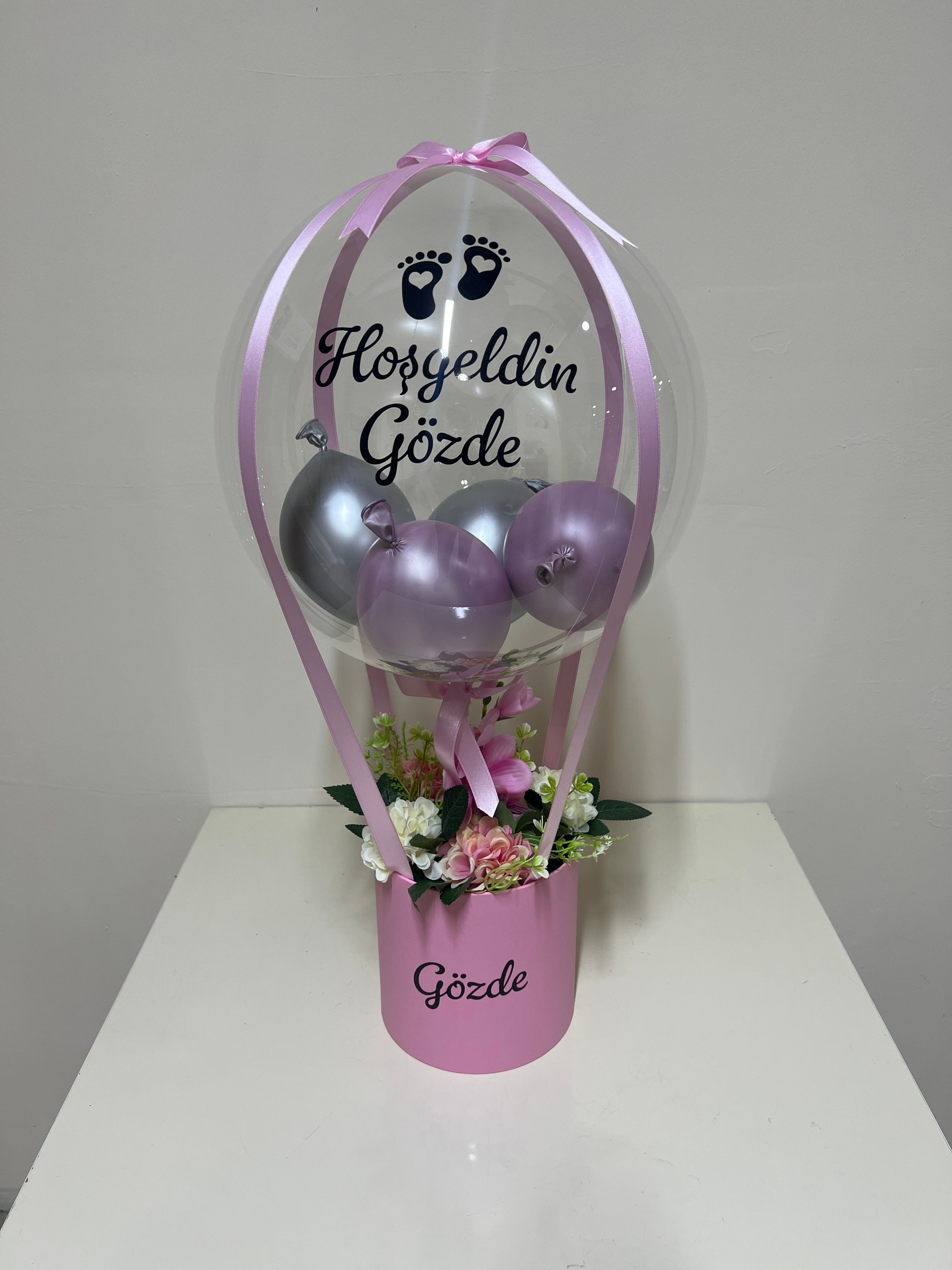 Yenidoğan Ayıcıklı Bebek Hediyesi Balon Kutusu