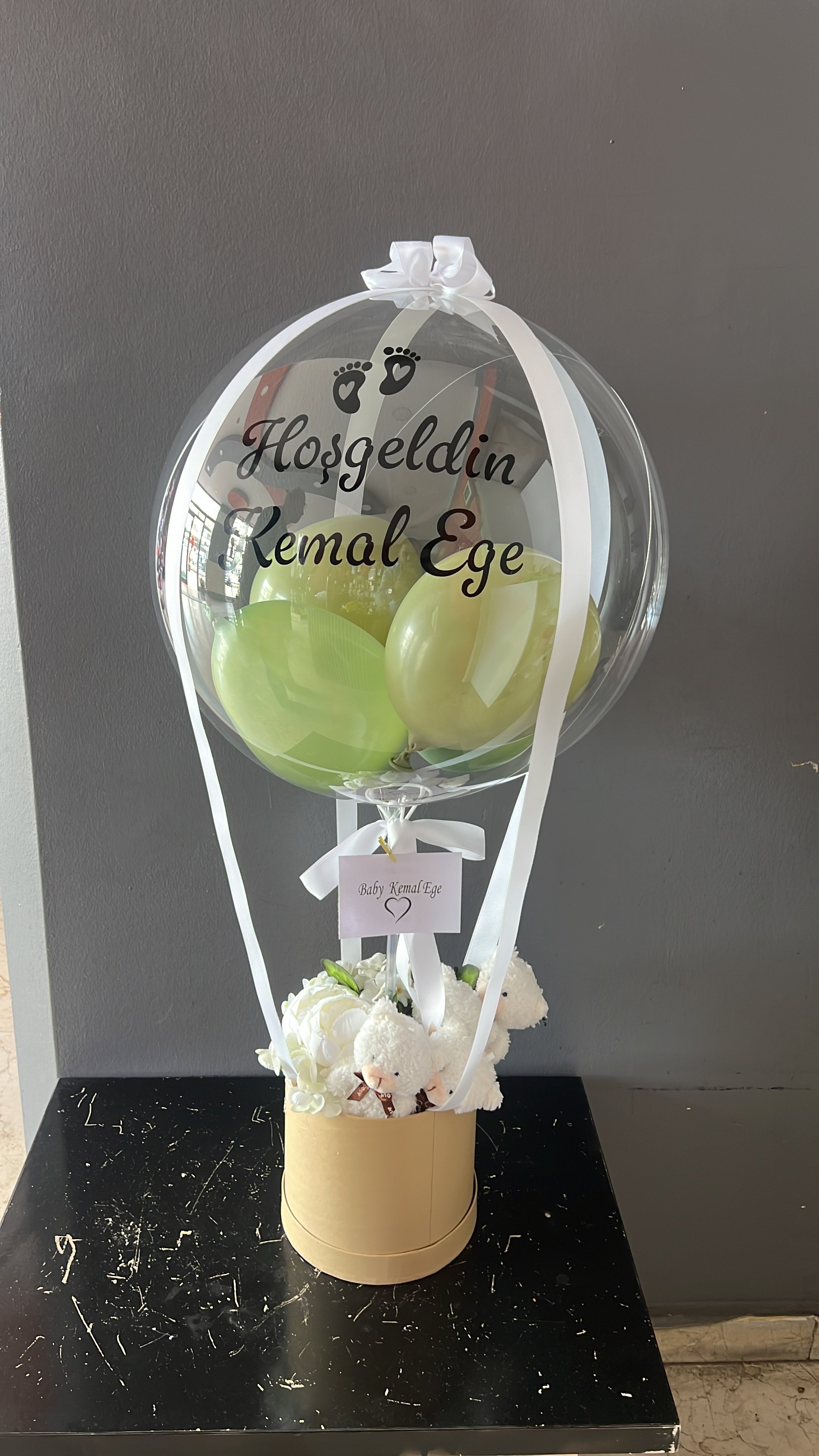 Yenidoğan Ayıcıklı Bebek Hediyesi Balon Kutusu