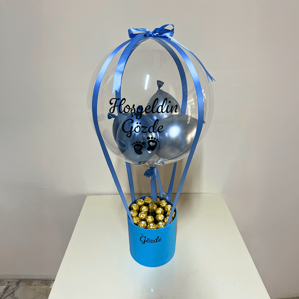Yenidoğan Çikolata Erkek Bebek Hediyesi Balon Kutusu