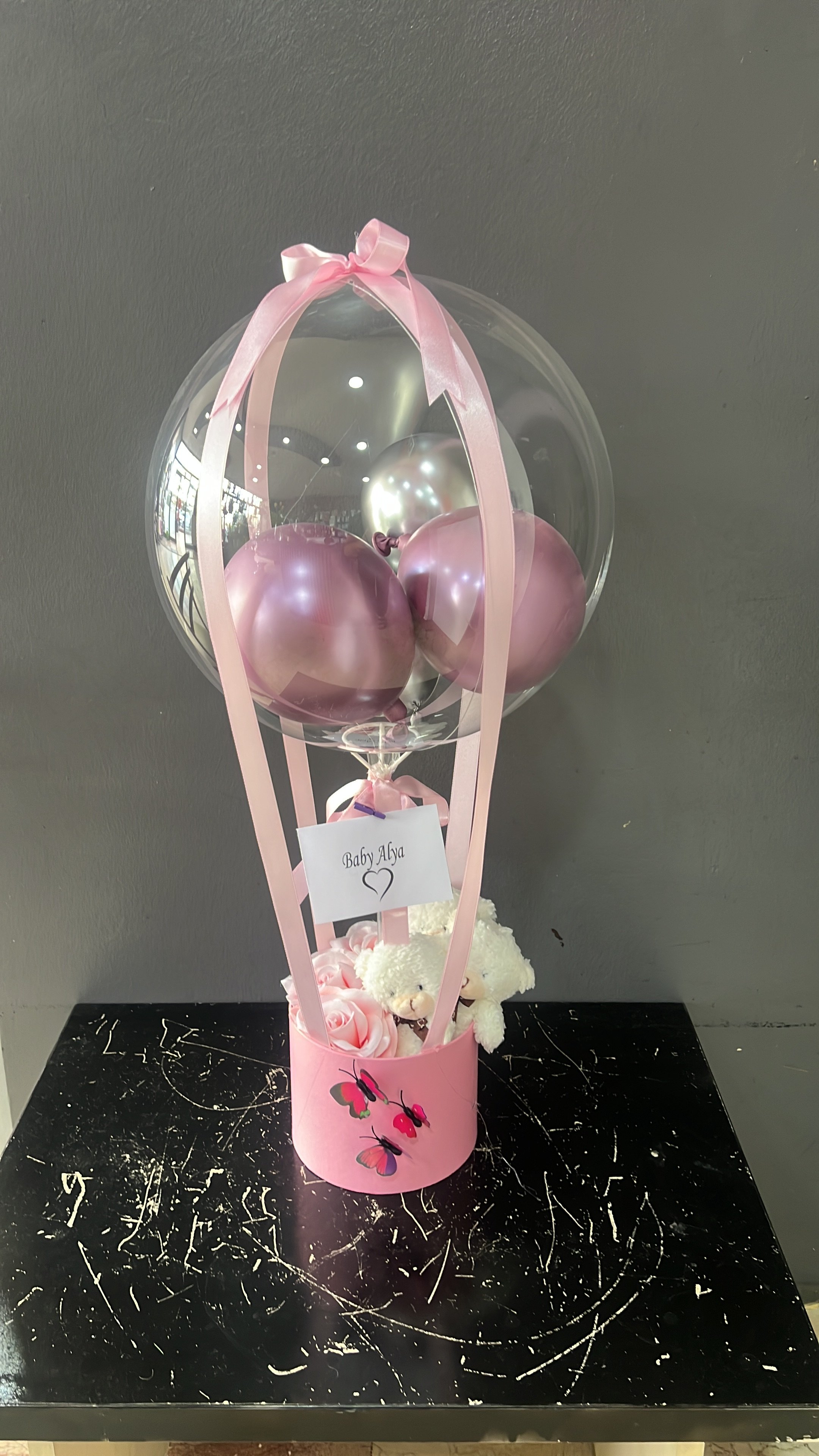 Yenidoğan Ayıcıklı Bebek Hediyesi Balon Kutusu