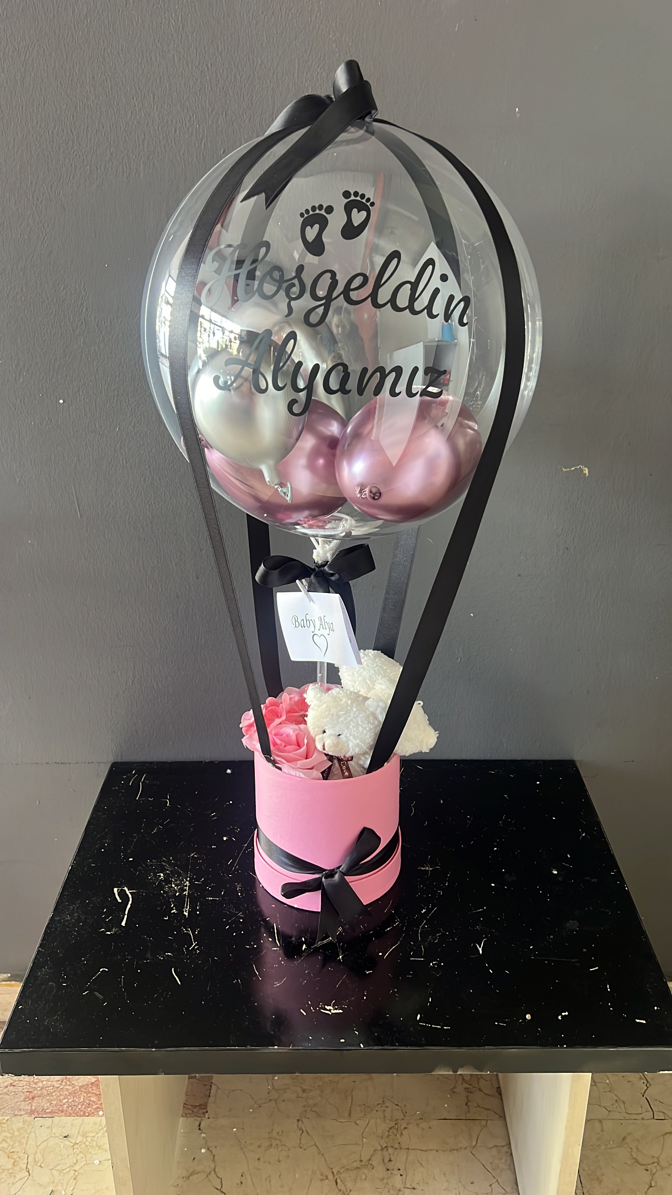 Yenidoğan Ayıcıklı Bebek Hediyesi Balon Kutusu