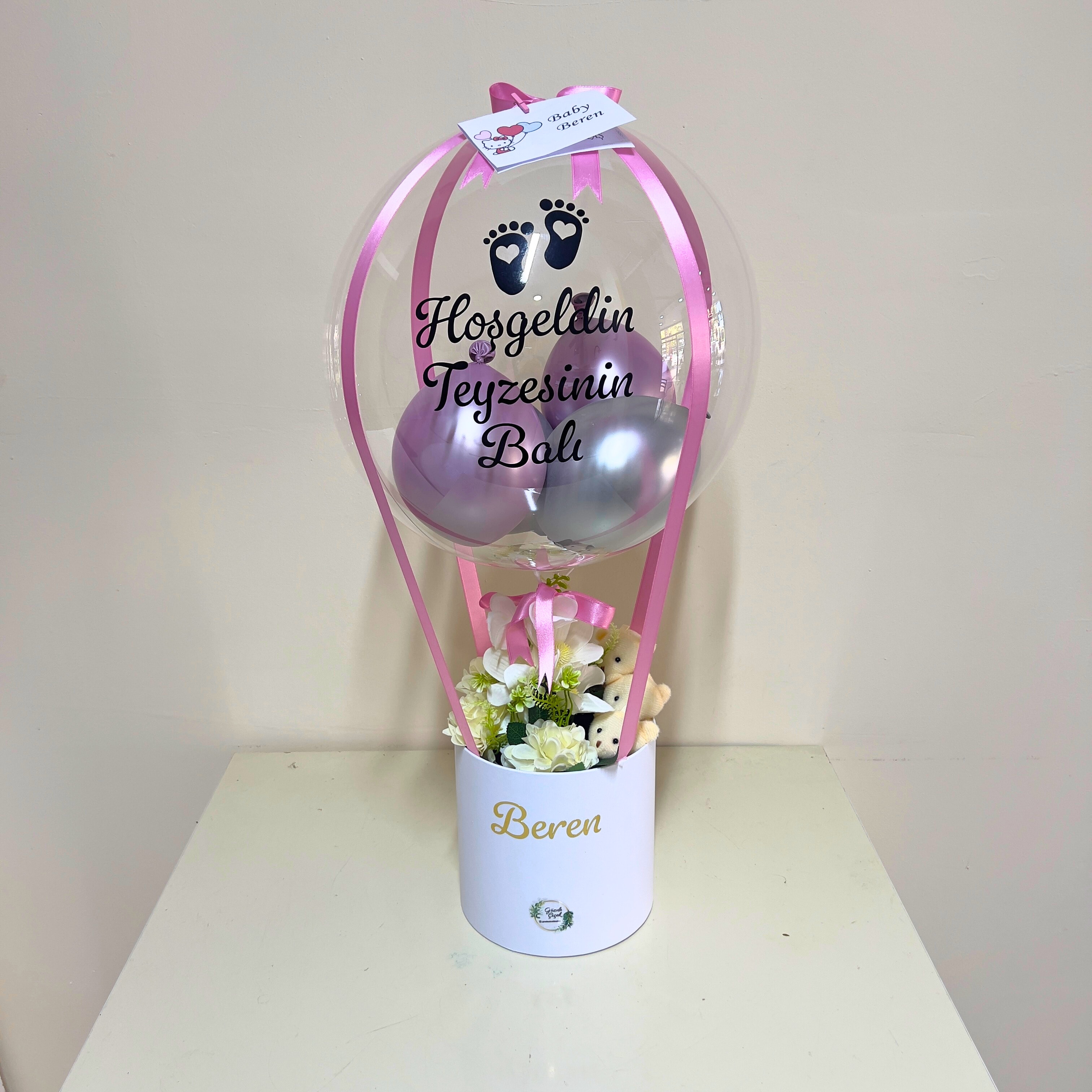 Yeni Doğan Beyaz Kutu Kız Bebek Balon Kutusu