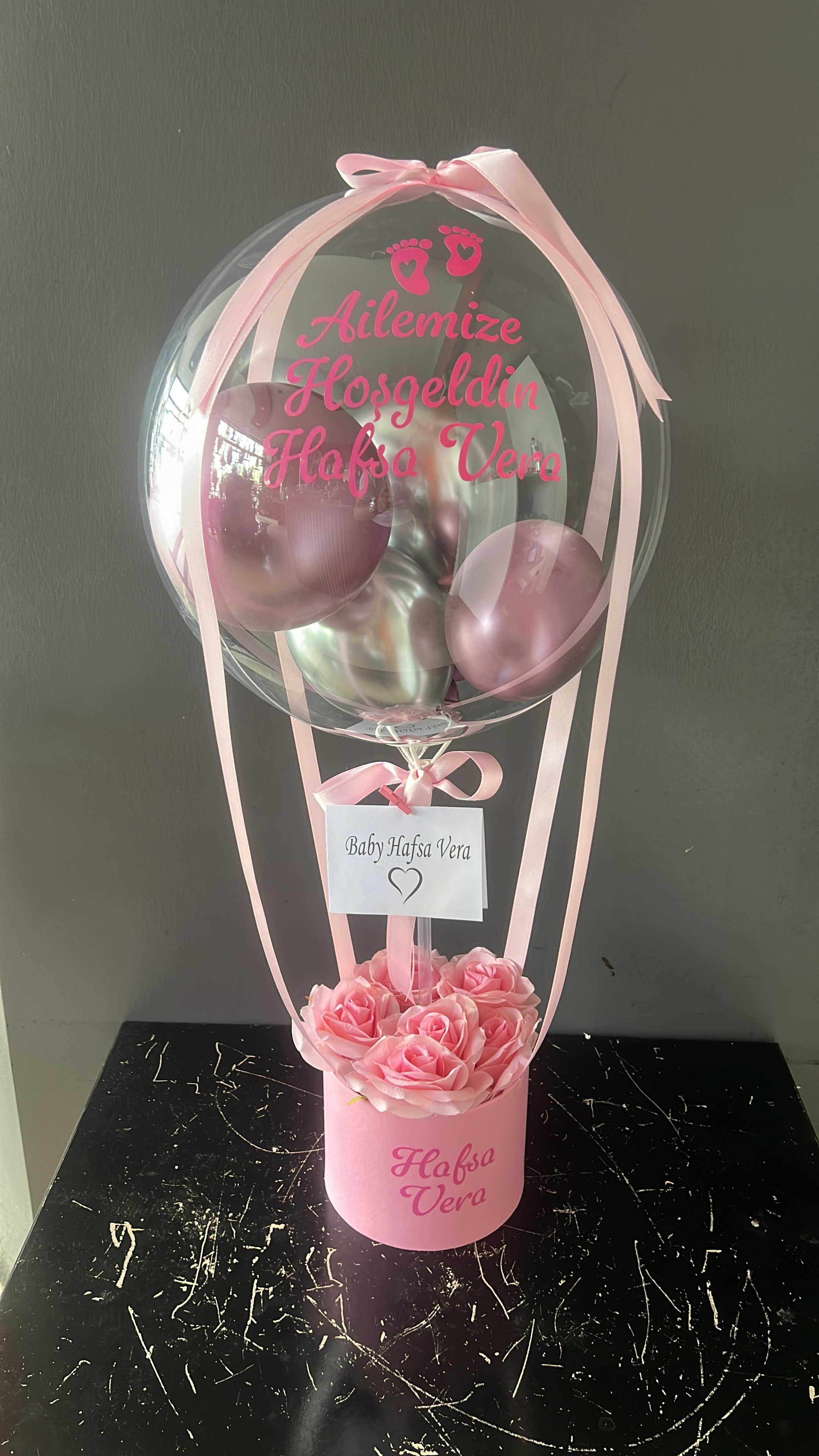 Yenidoğan Ayıcıklı Bebek Hediyesi Balon Kutusu